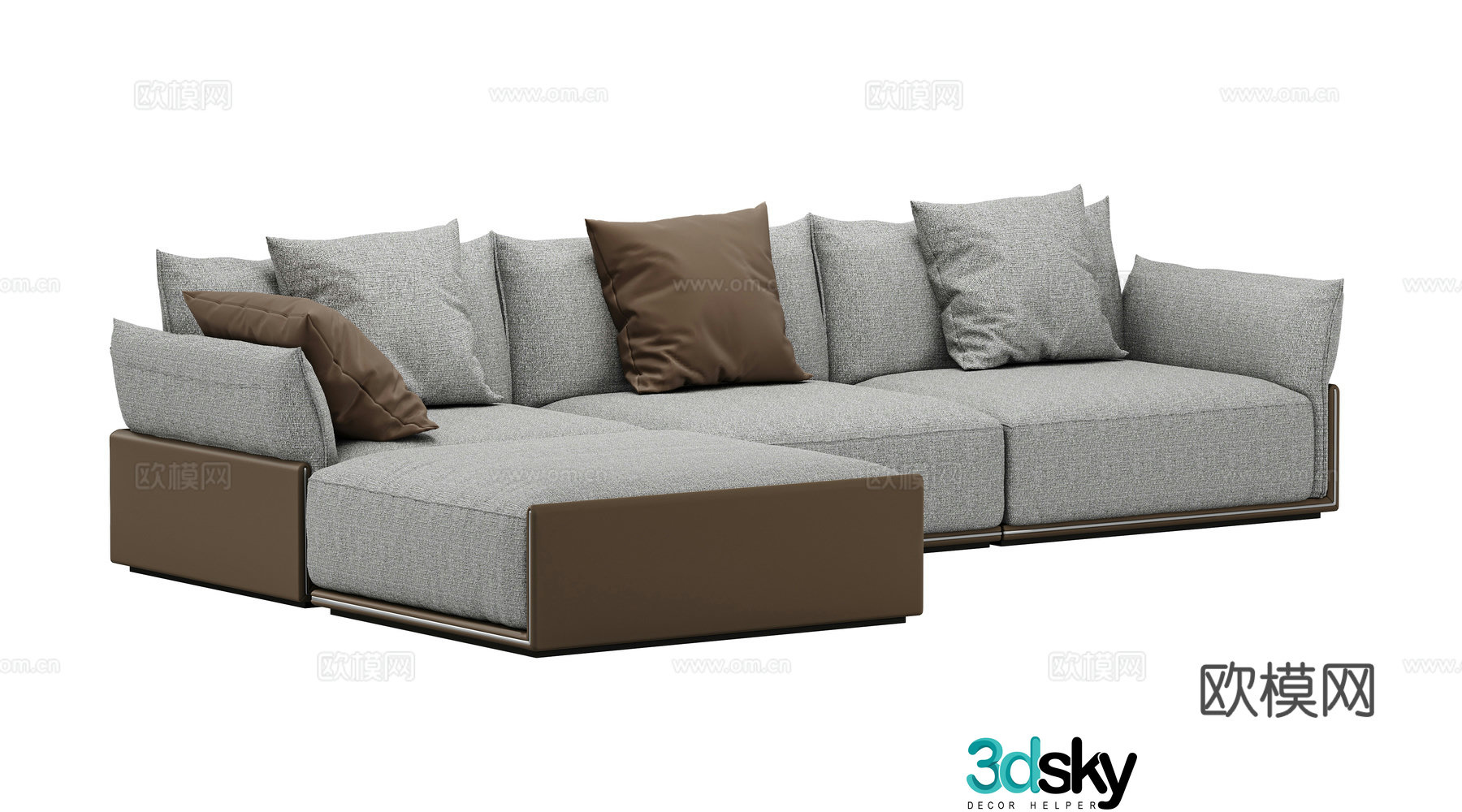 Modern multi-seater sofa corner sofa 3d model