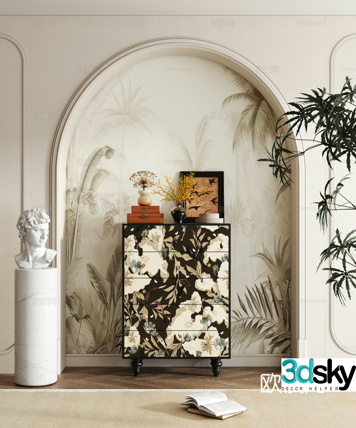 French entryway cabinet 3d model