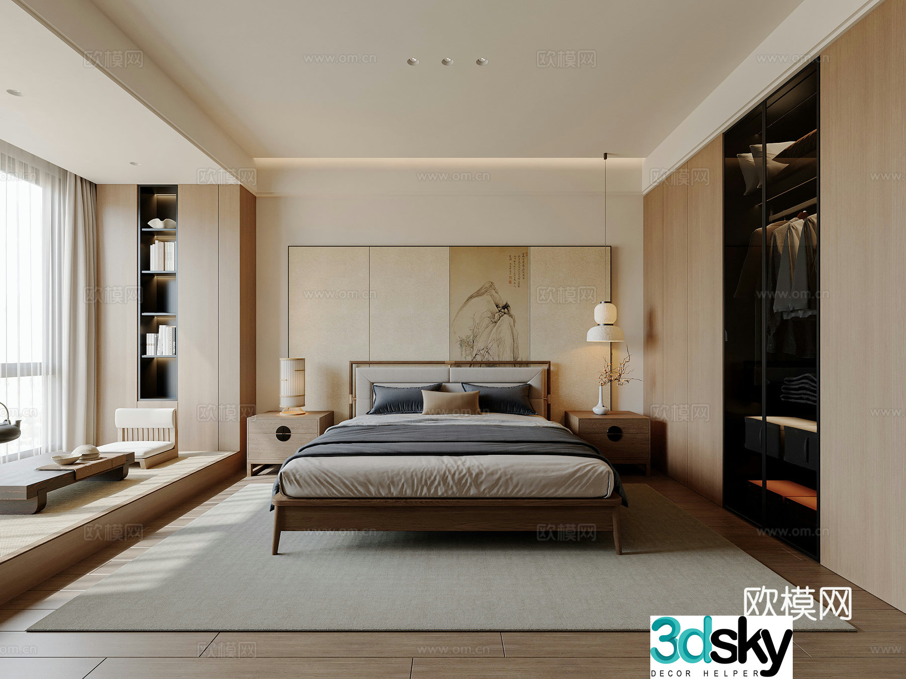 New Chinese style bedroom master bedroom 3d model