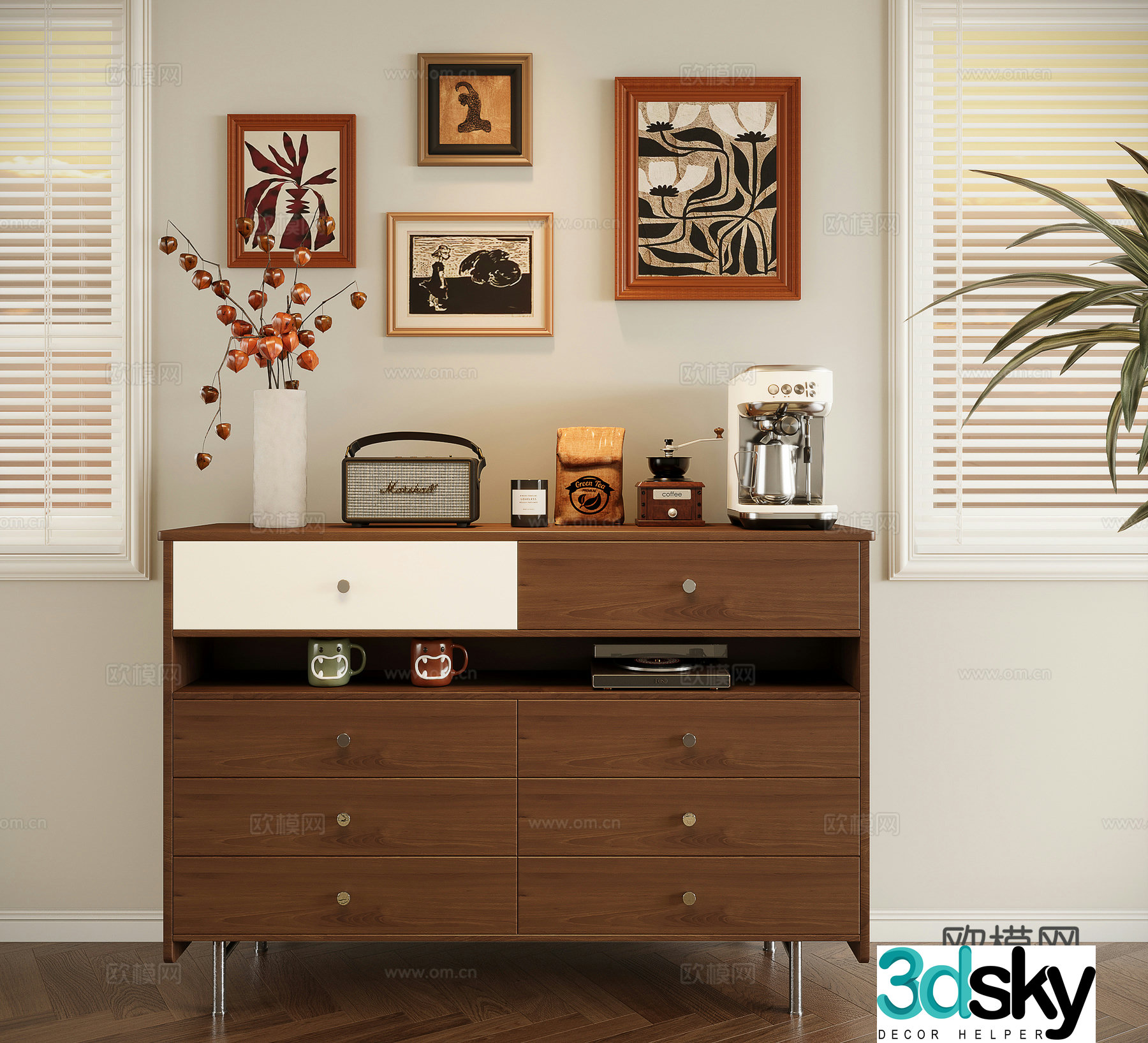 Medieval style sideboard 3d model