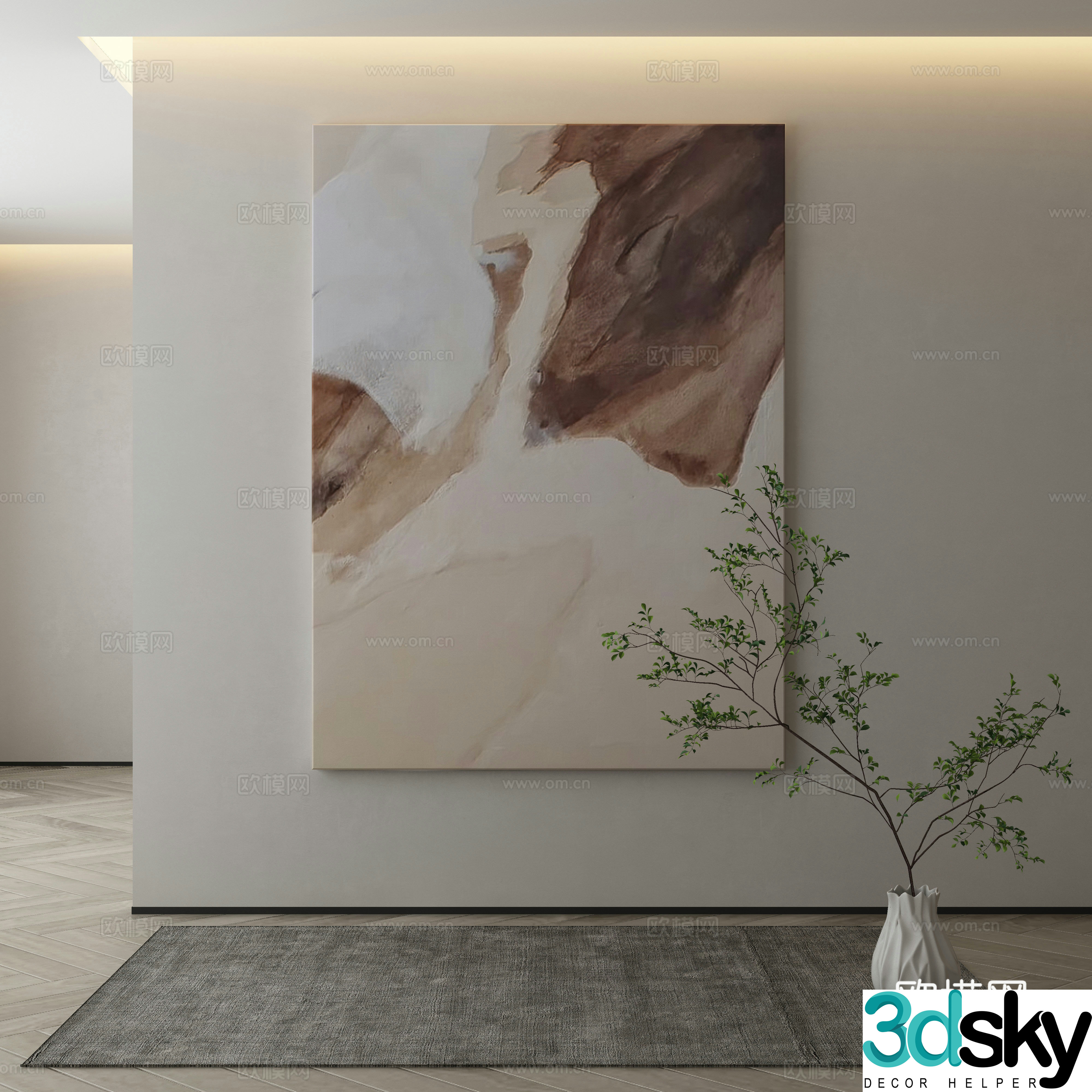 Modern decorative painting texture painting 3d model
