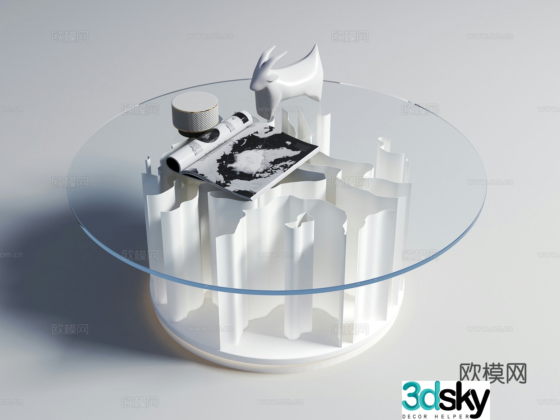 Modern acrylic coffee table glass coffee table 3d model