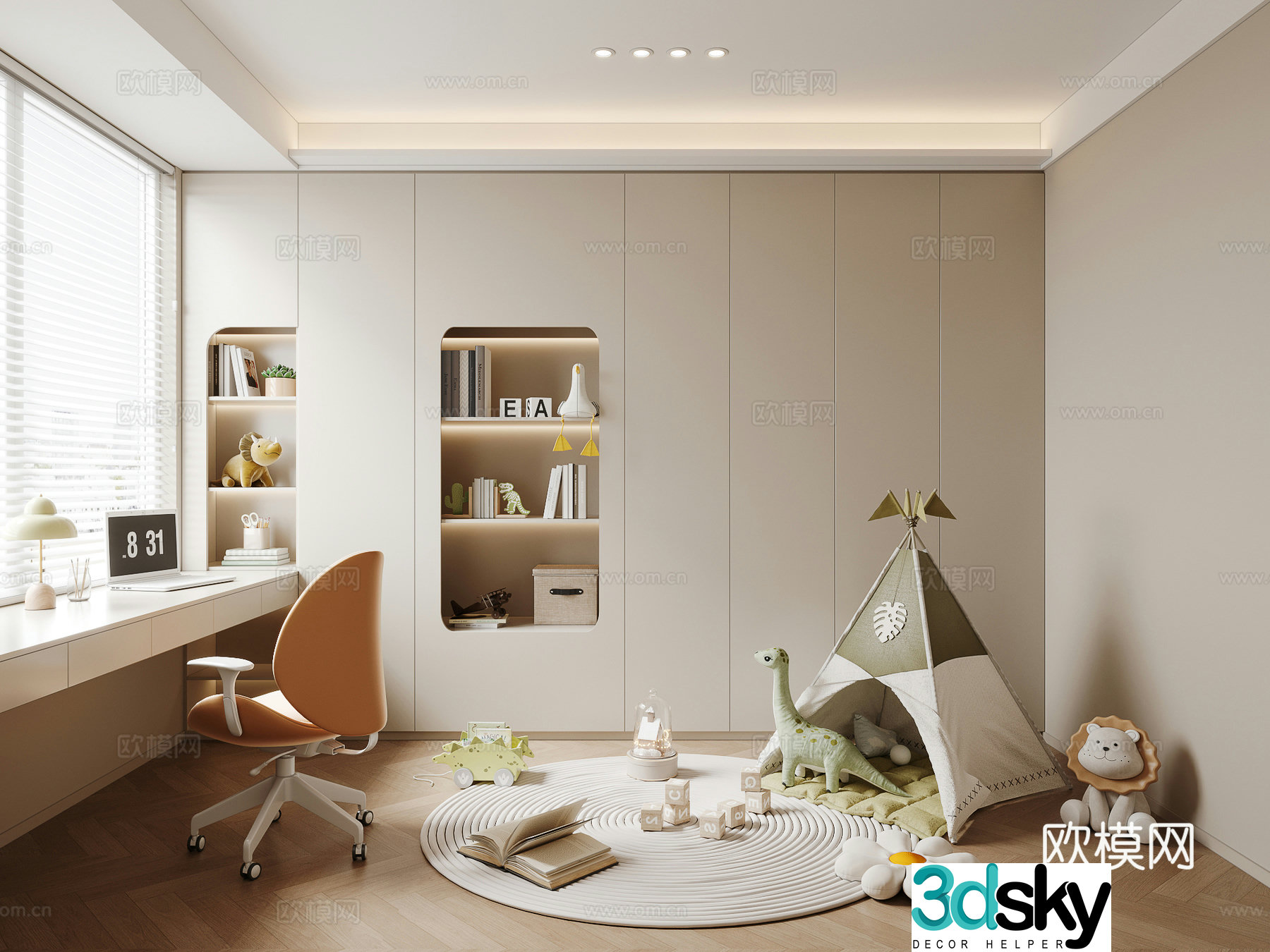 Multifunctional children’s room study room toy room 3D model