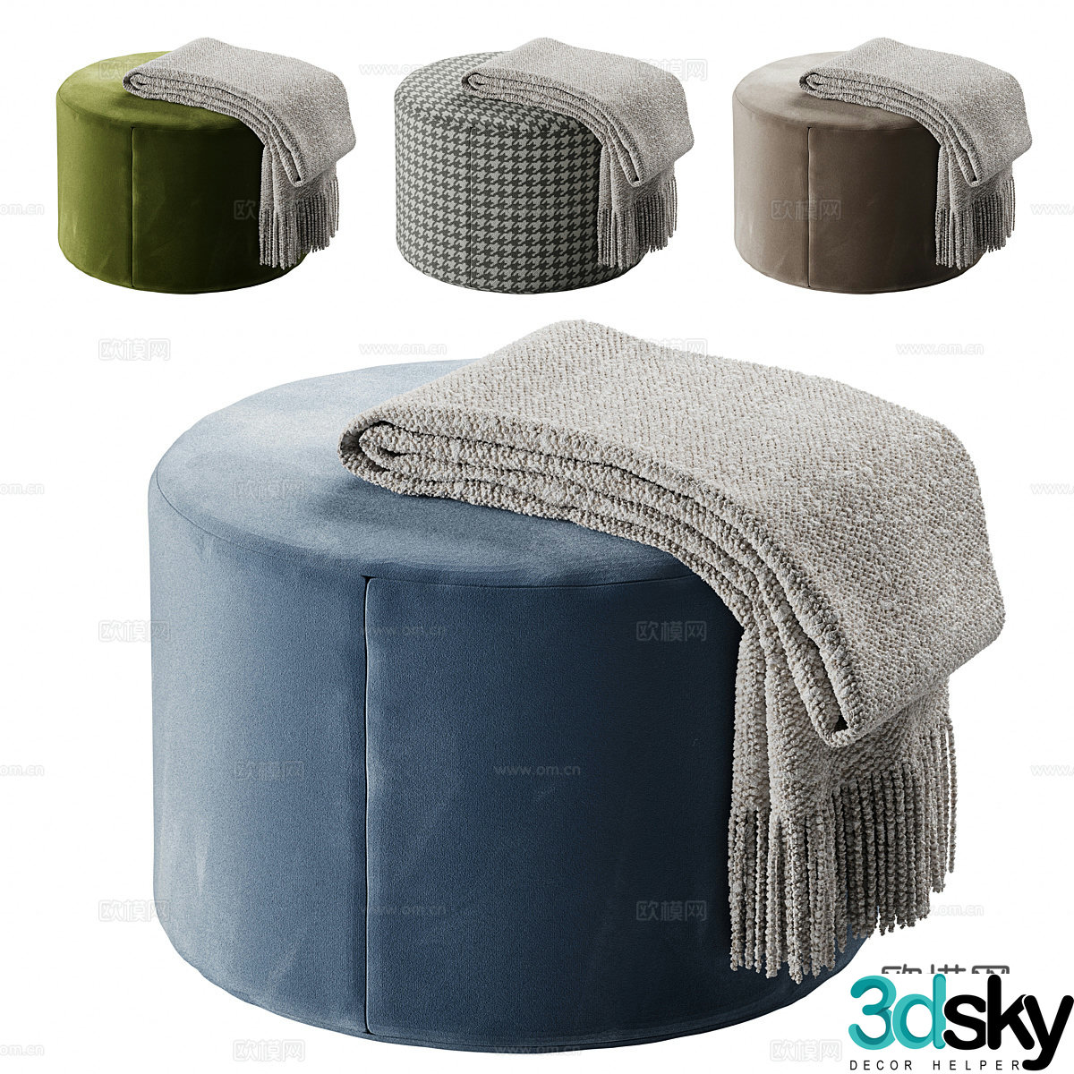 Stool sofa stool round stool 3d model