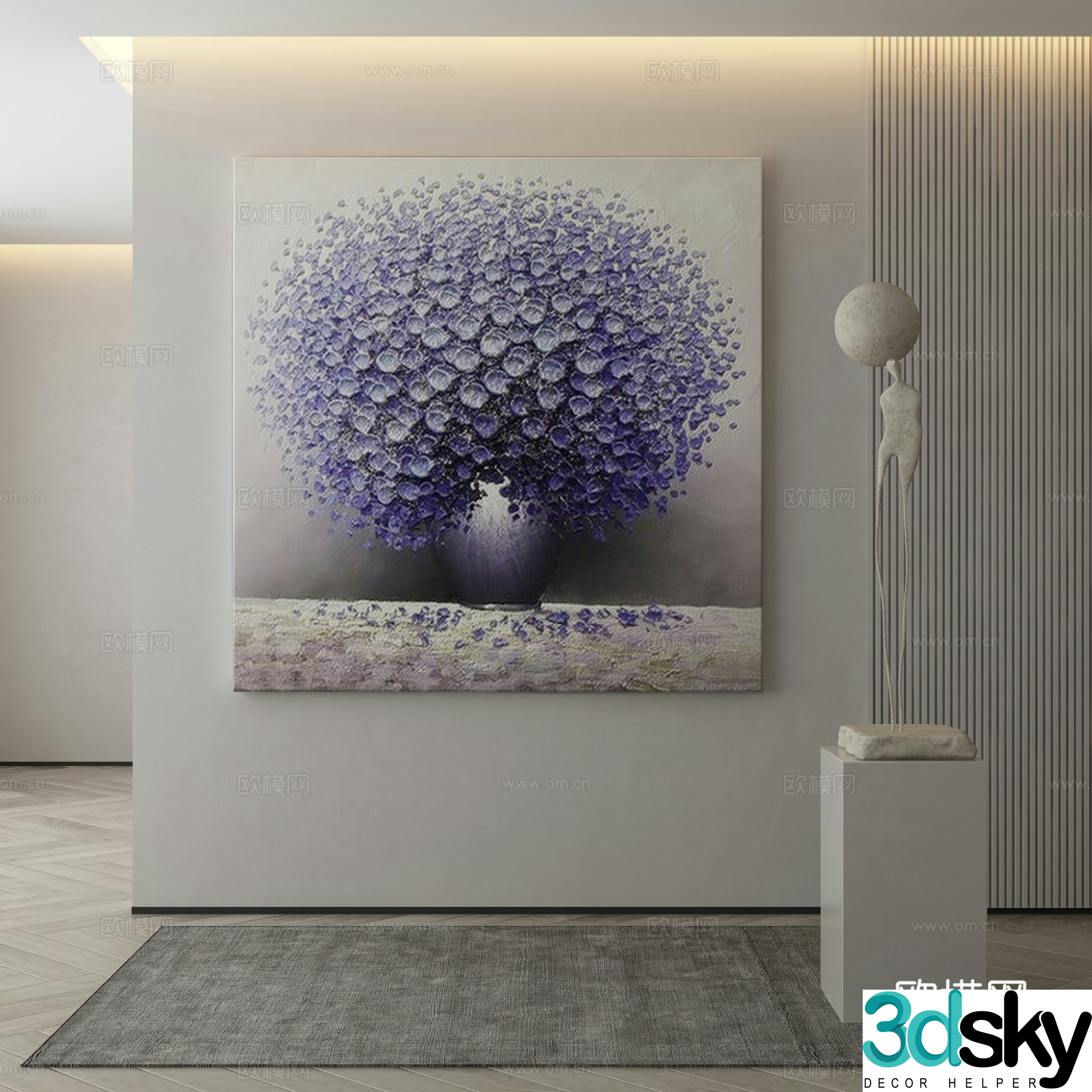 Modern decorative painting flower oil painting 3d model