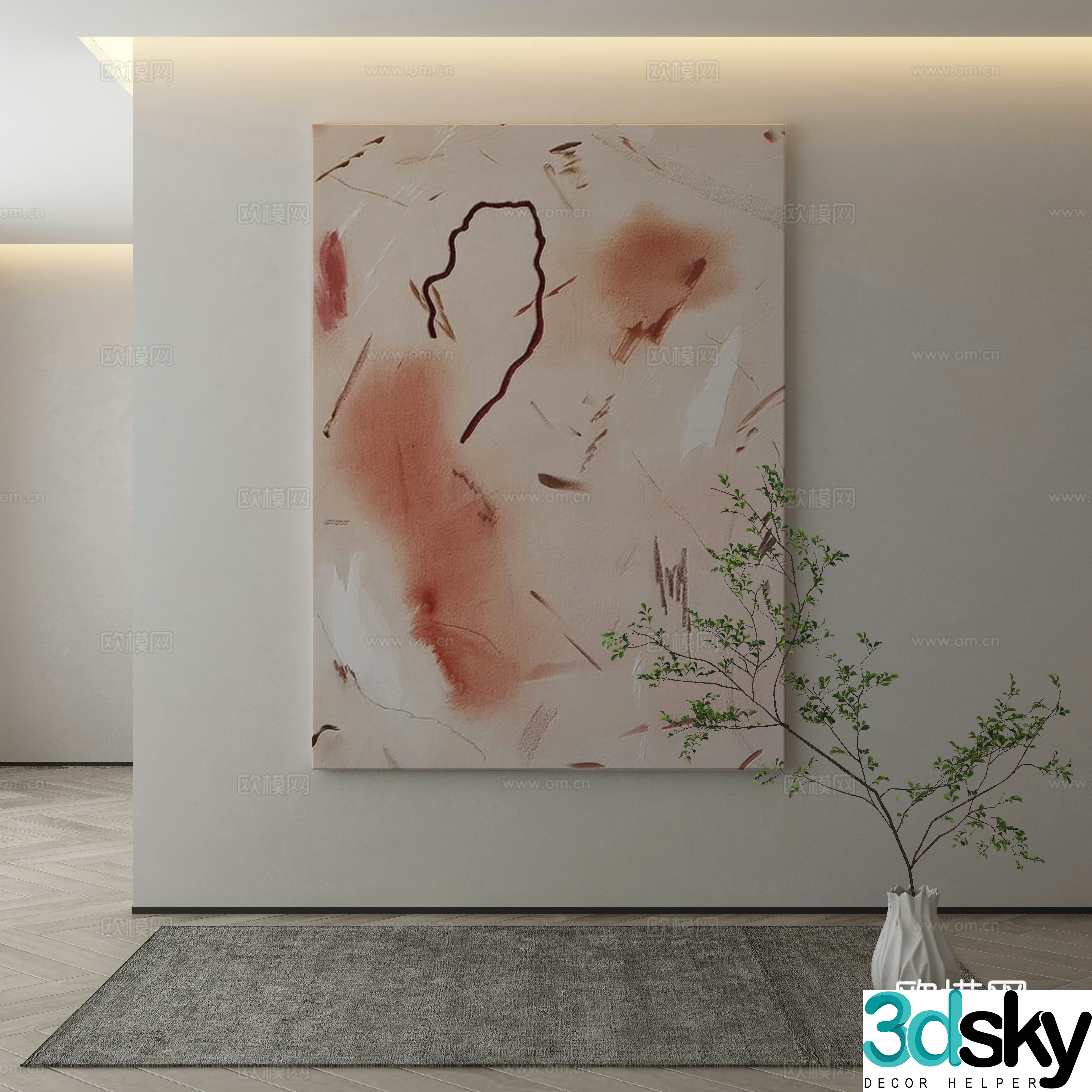 Modern decorative painting texture painting 3d model