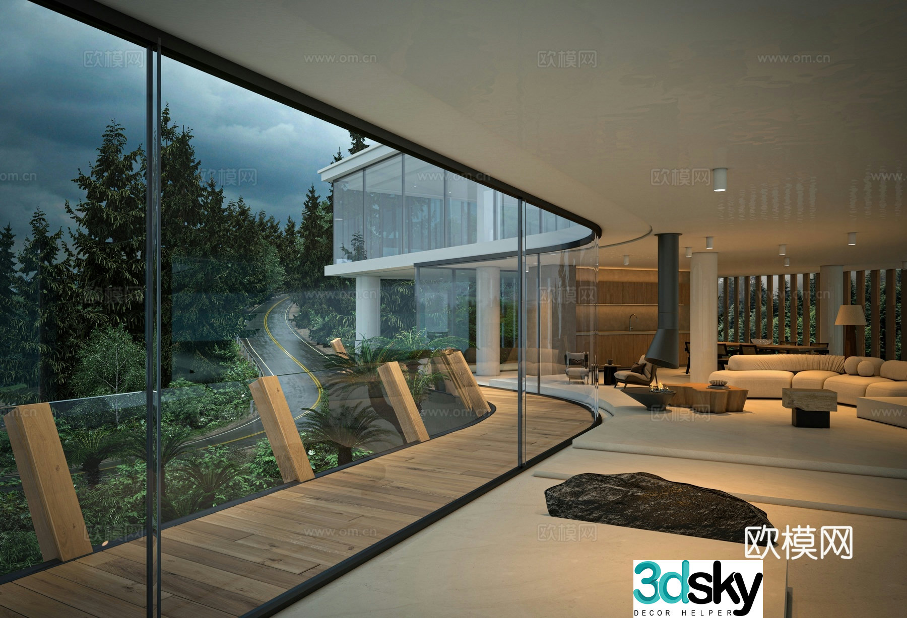 Italian villa living room 3D model