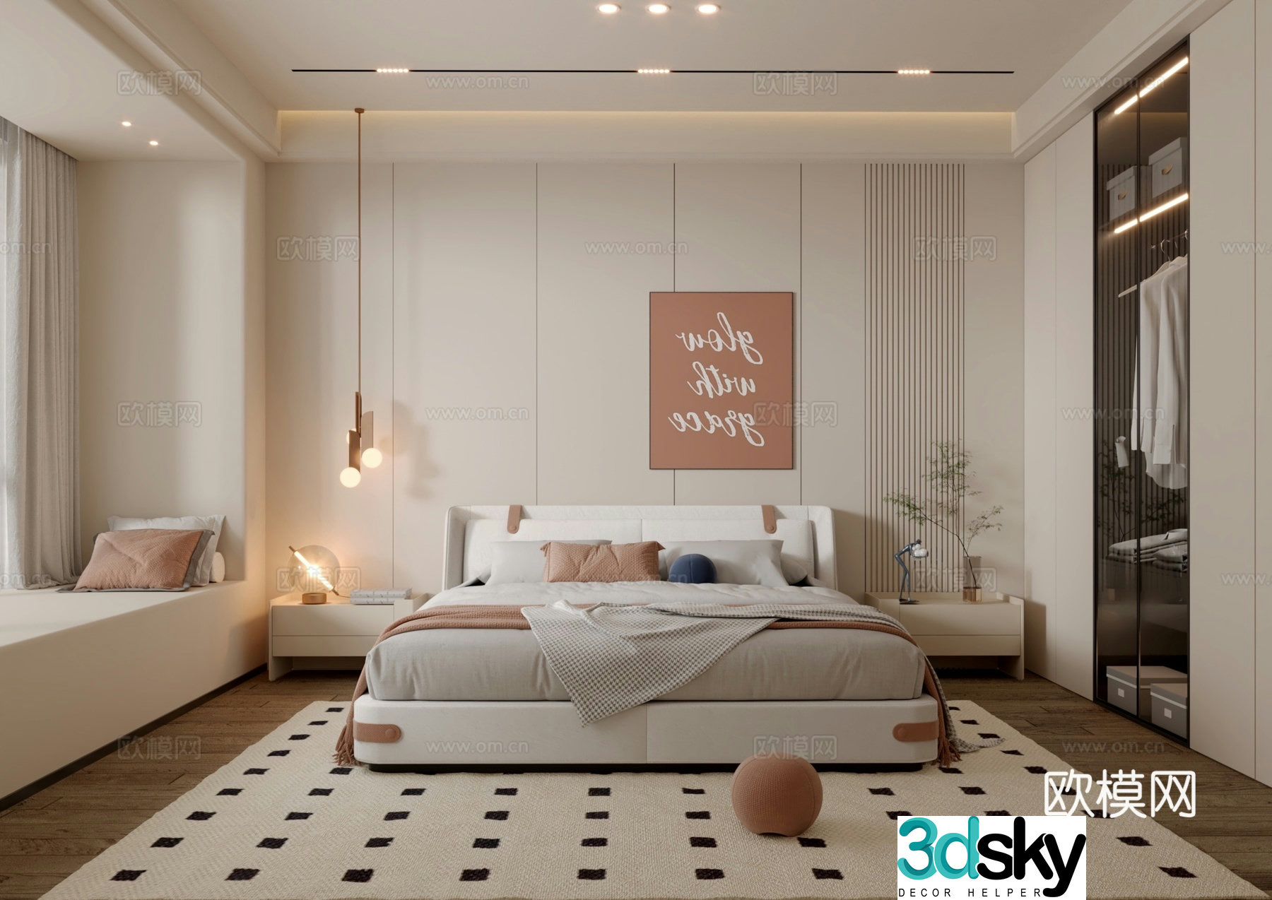 Cream style bedroom master bedroom 3d model