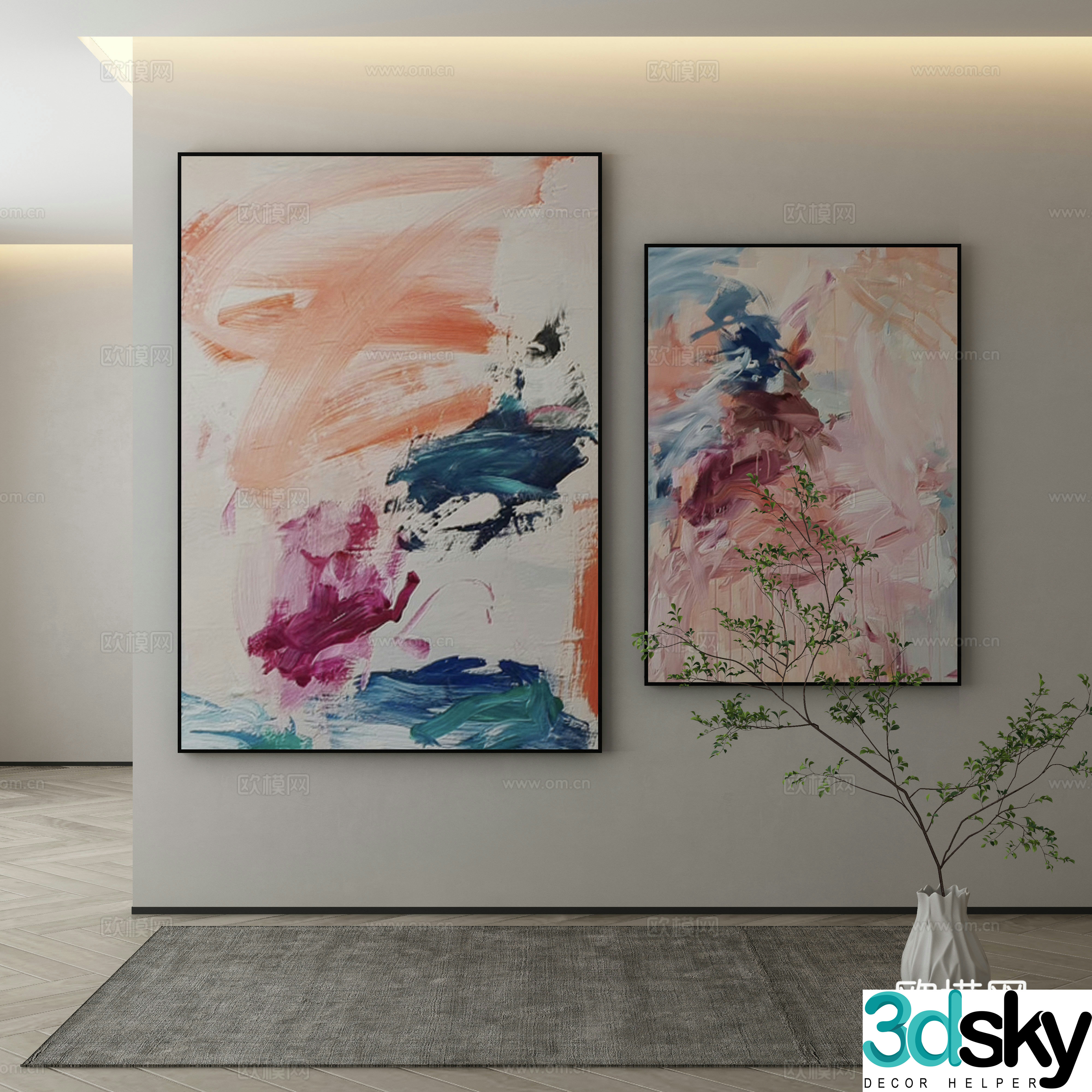 Modern decorative painting abstract oil painting 3d model