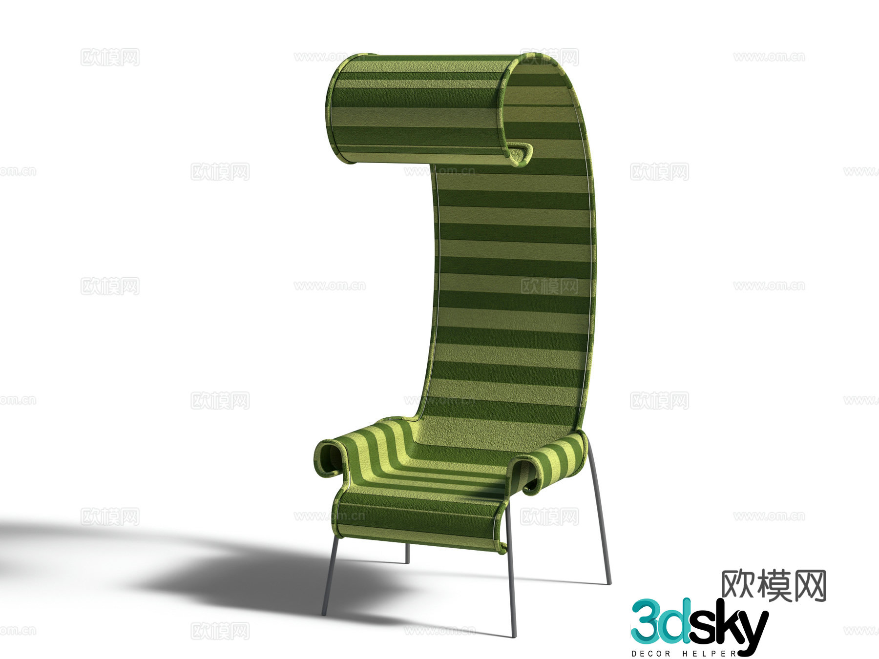 Modern striped lounge chair outdoor lounge chair 3d model