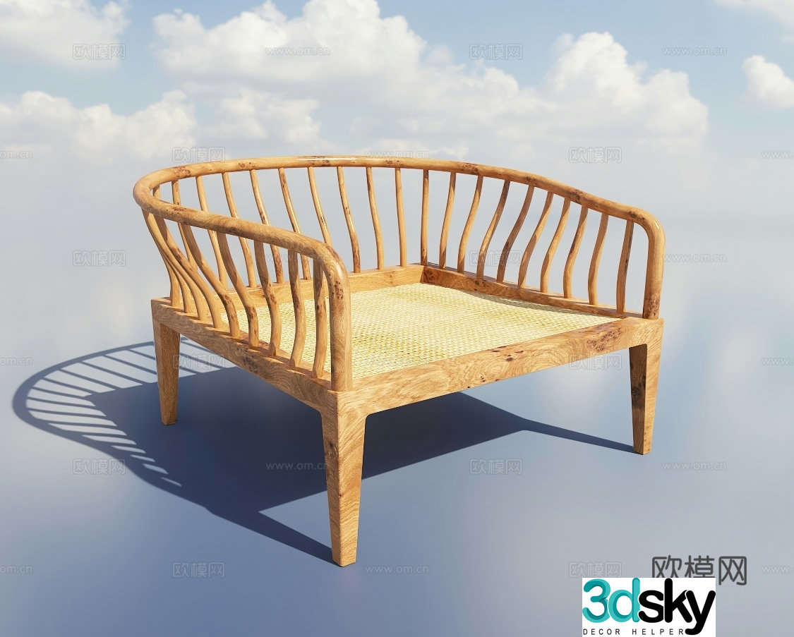 New Chinese style leisure chair dining chair solid wood chair 3d model