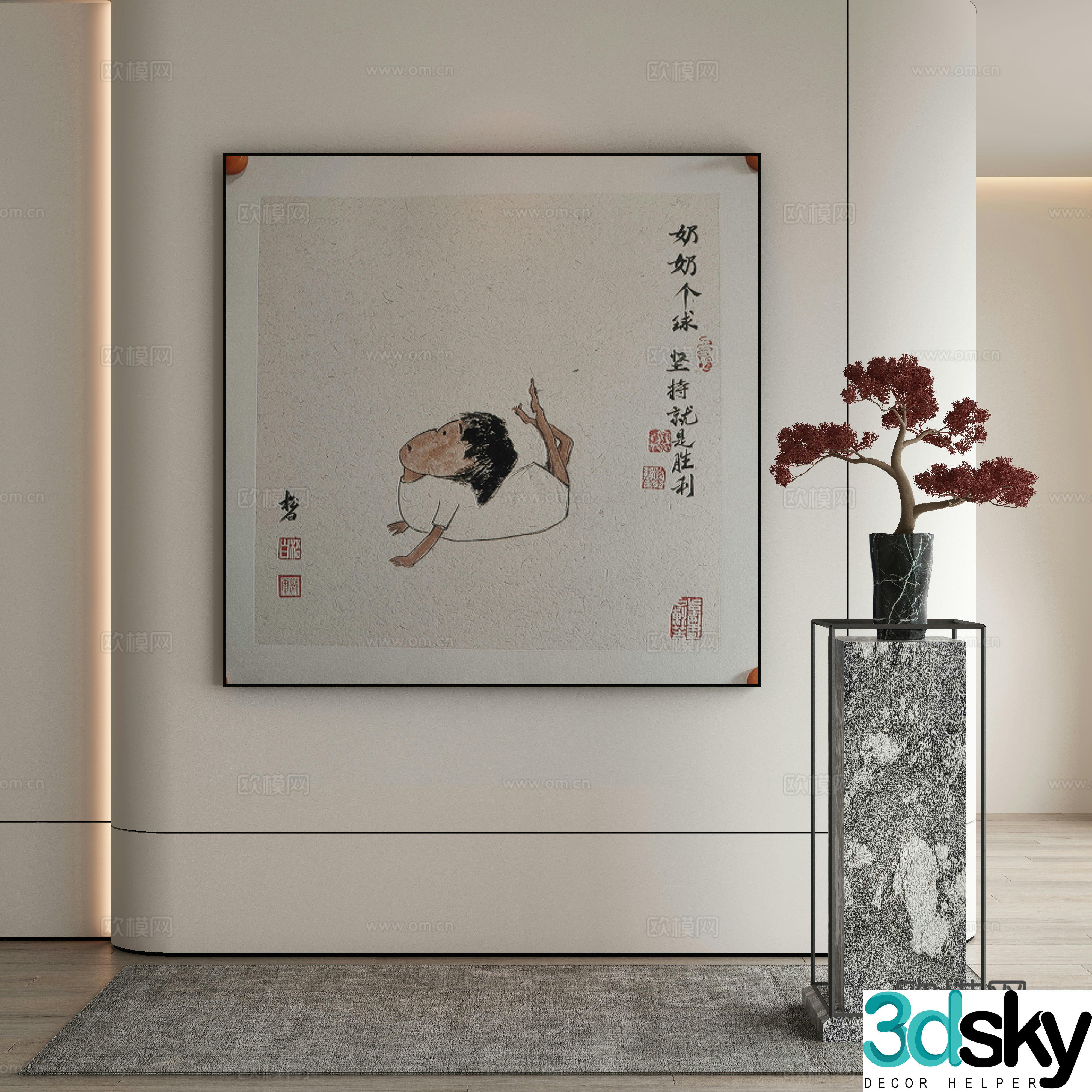 New Chinese style decorative painting children’s hanging painting 3D model