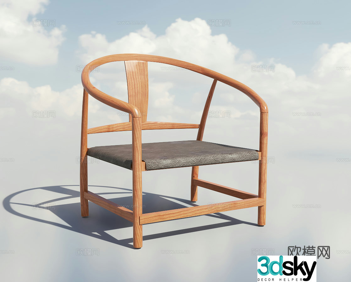 New Chinese style armchair chair solid wood chair 3d model