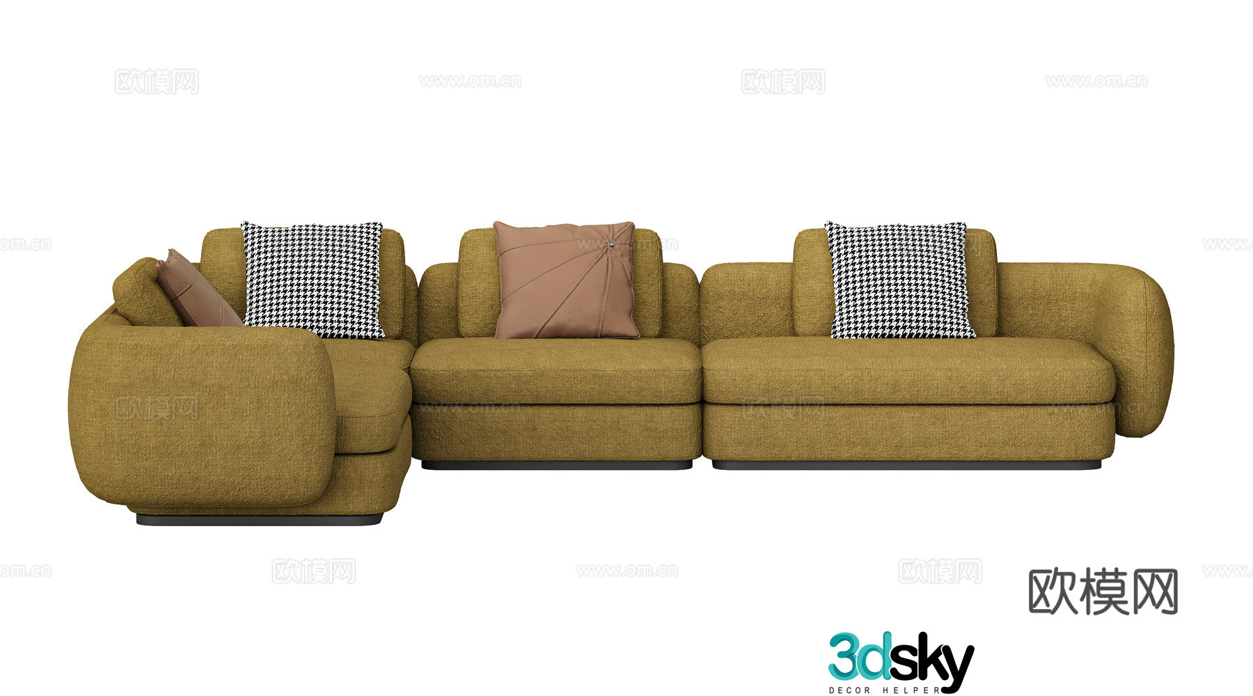 Modern corner sofa multi-person sofa 3d model