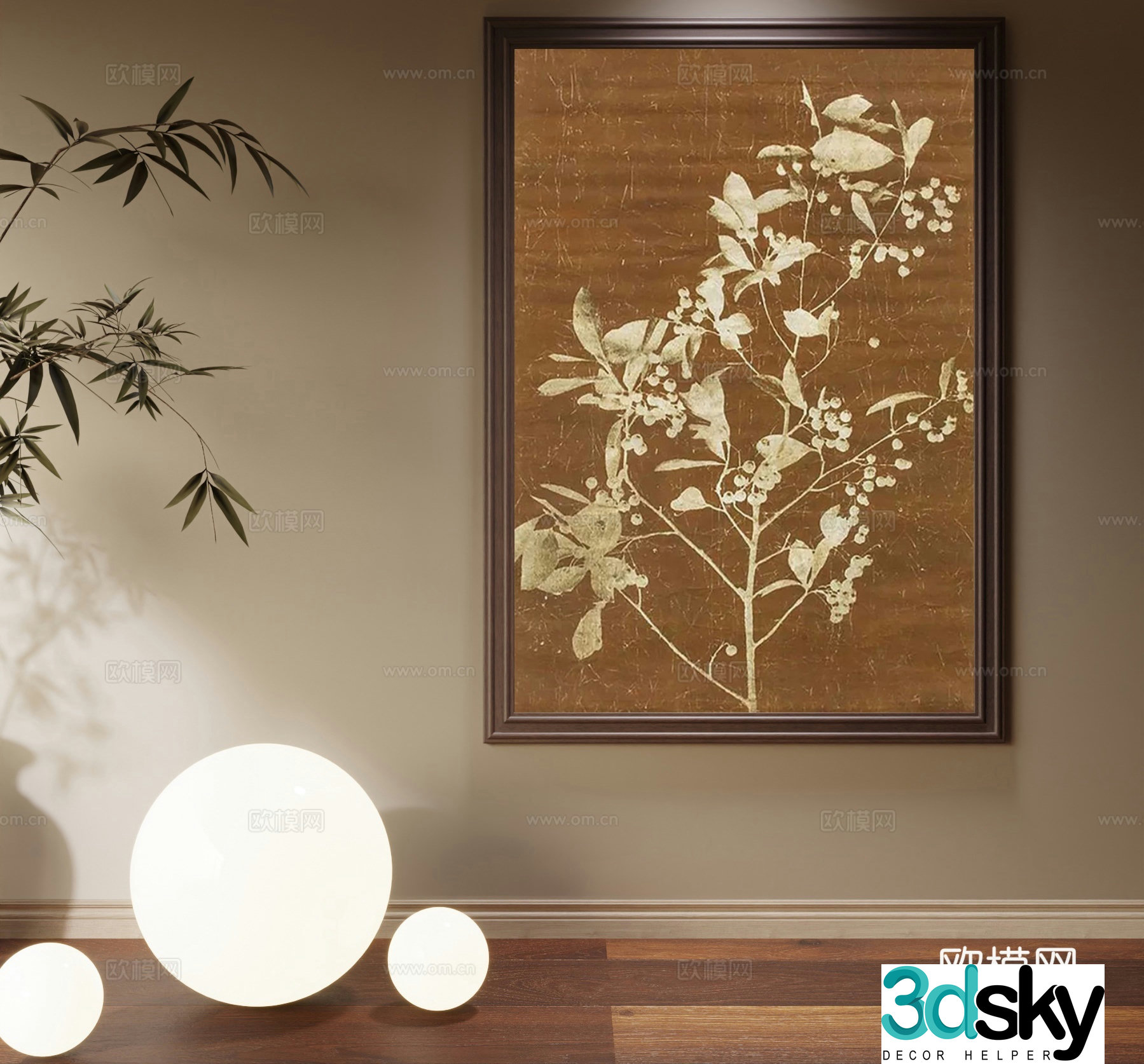 Wabi-sabi art hanging painting decorative painting 3D model