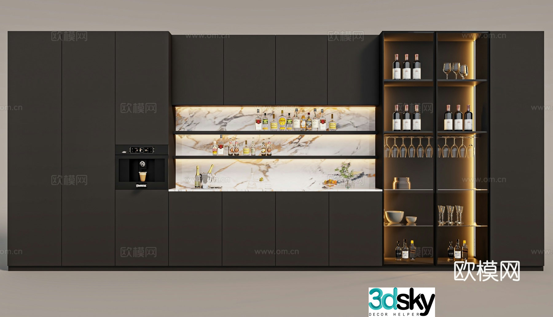 Modern wine cabinet sideboard 3d model
