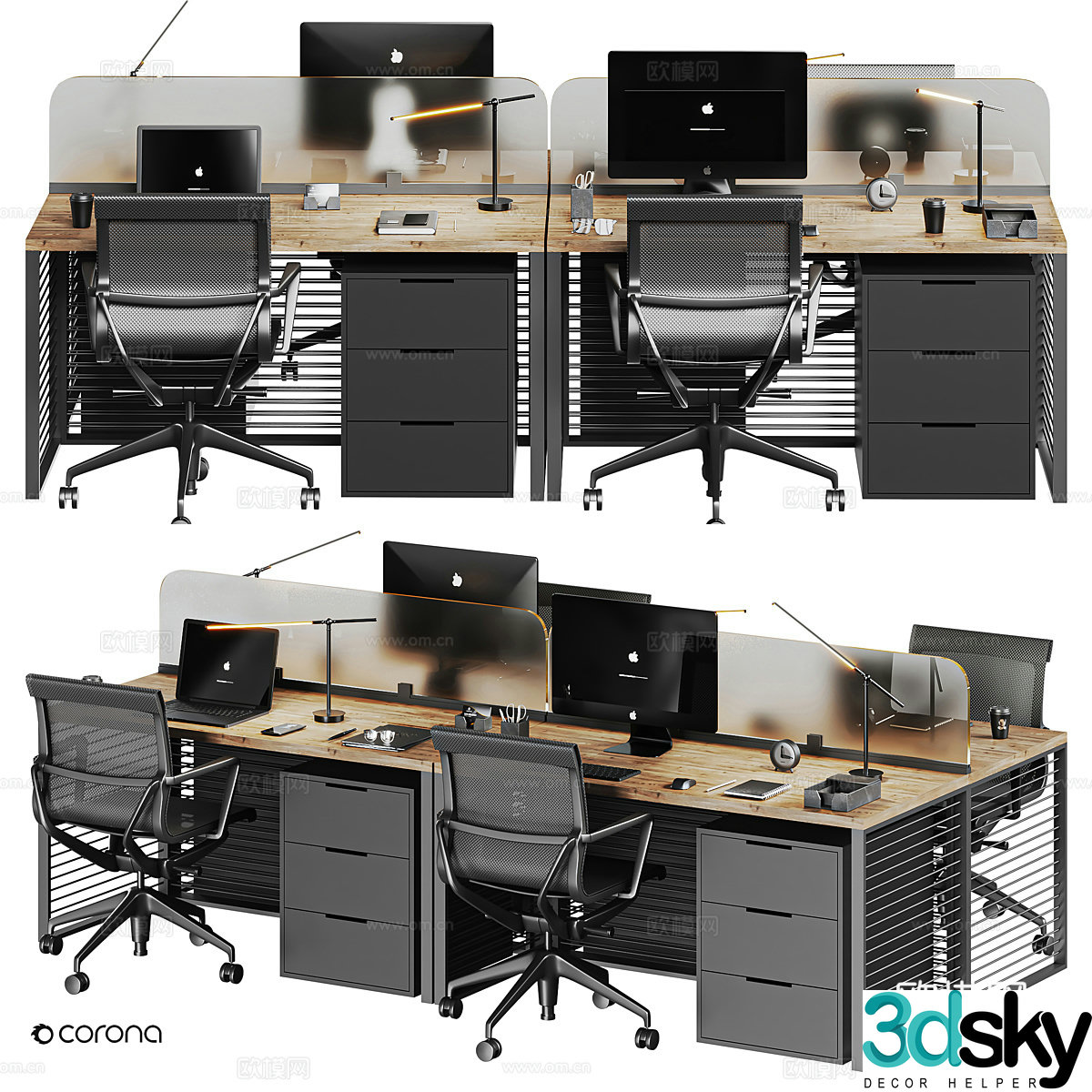 Office desk and chair 3d model