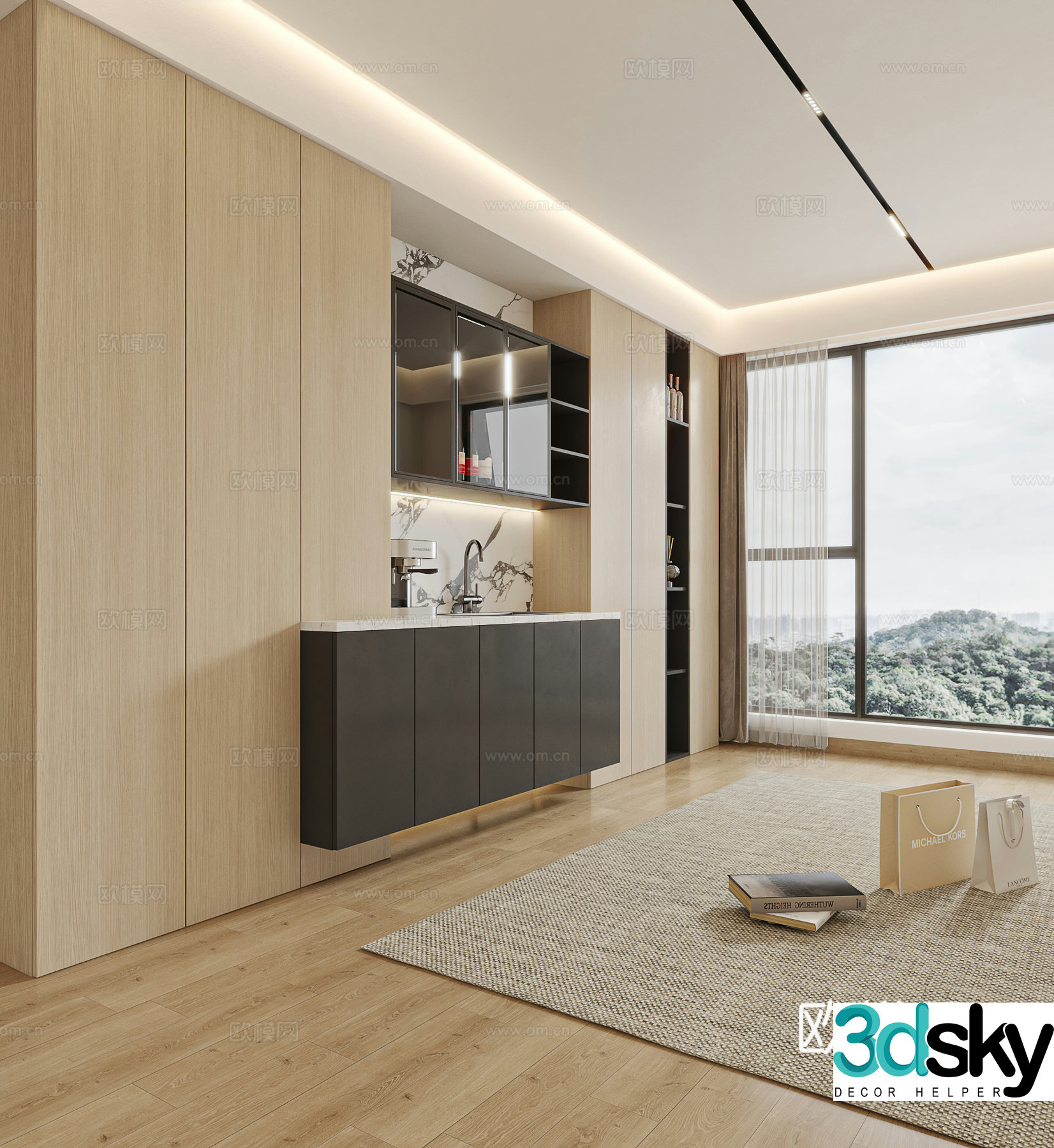 Modern sideboard floating sideboard 3d model