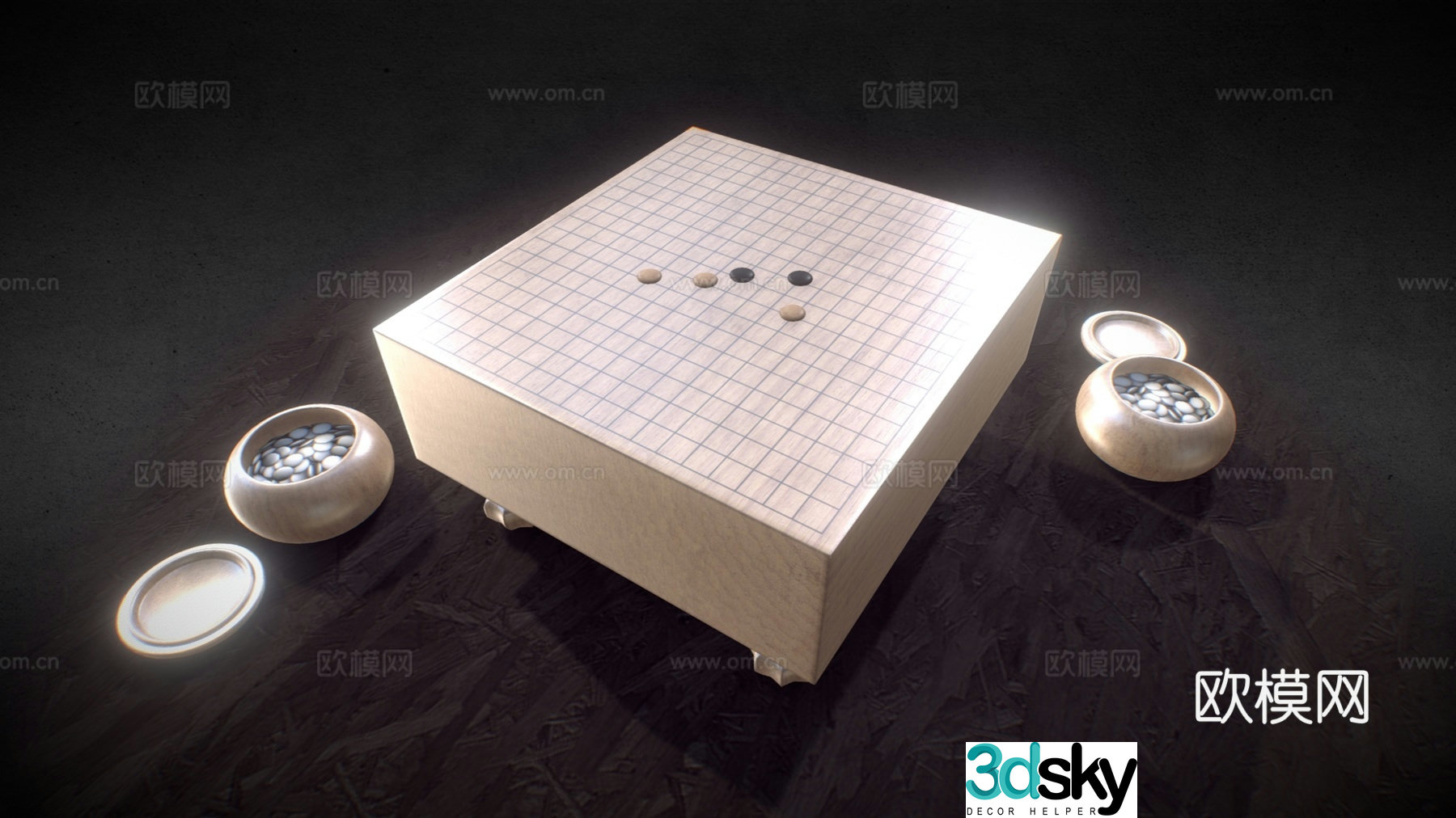 Go backgammon chessboard 3d model