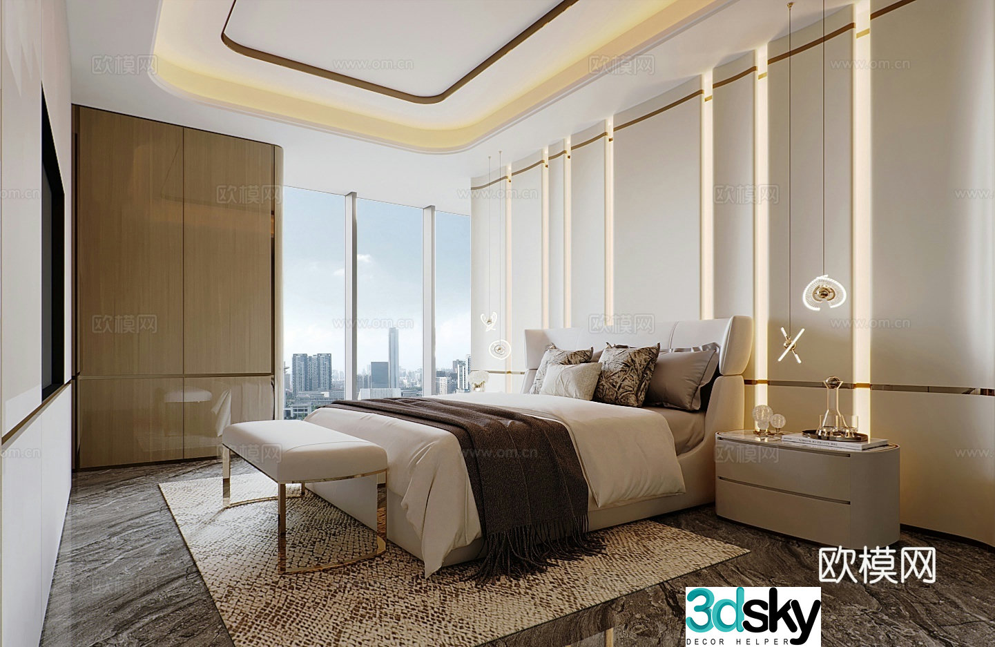 Modern bedroom master bedroom 3d model
