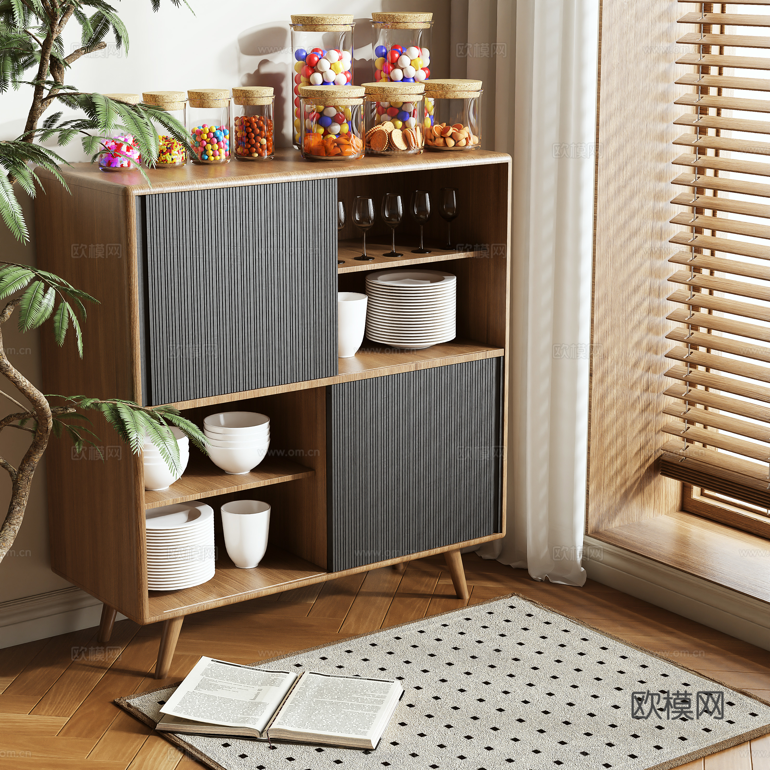Medieval style sideboard 3d model