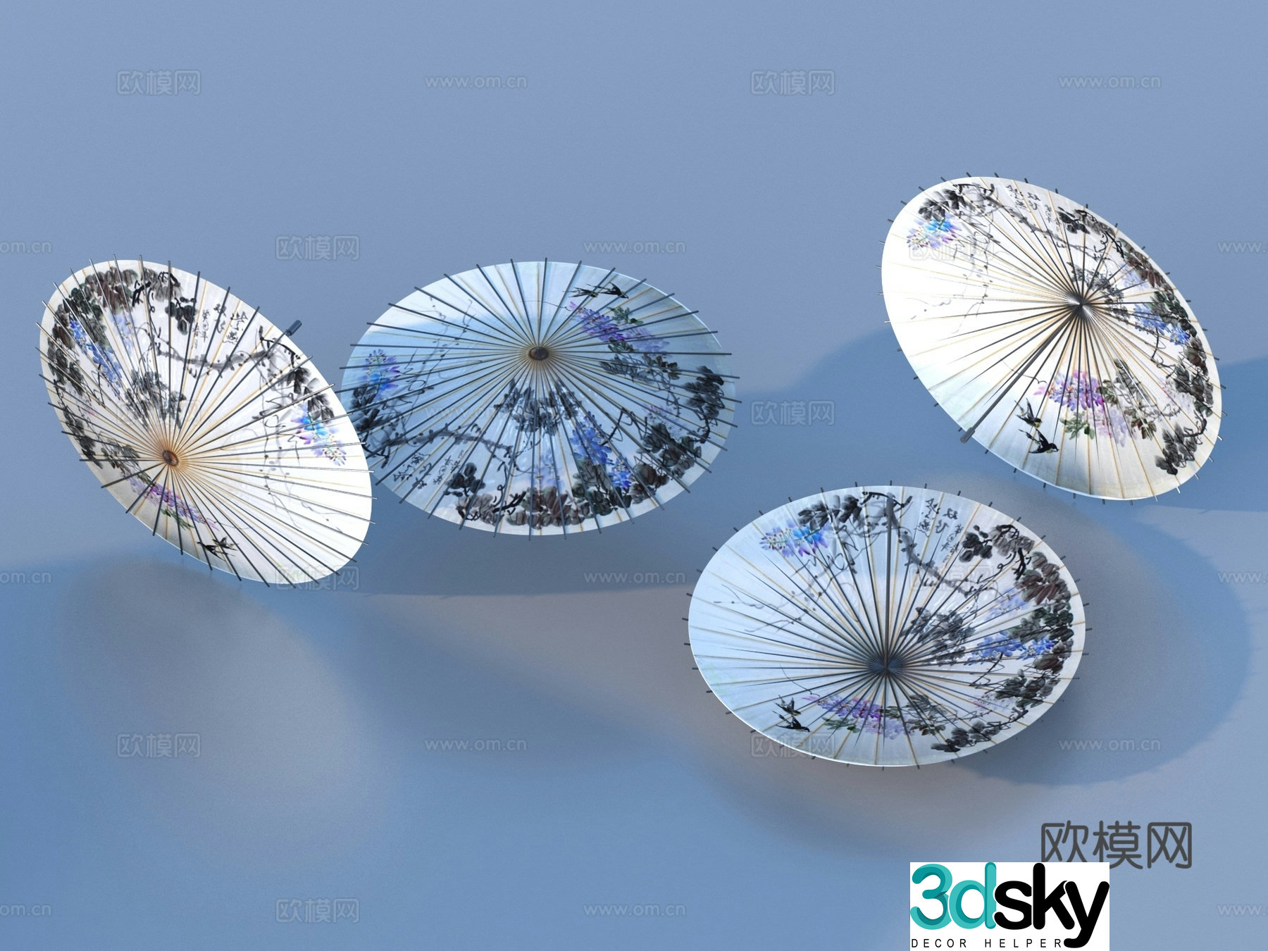 Oil paper umbrella umbrella paper umbrella flower umbrella 3d model