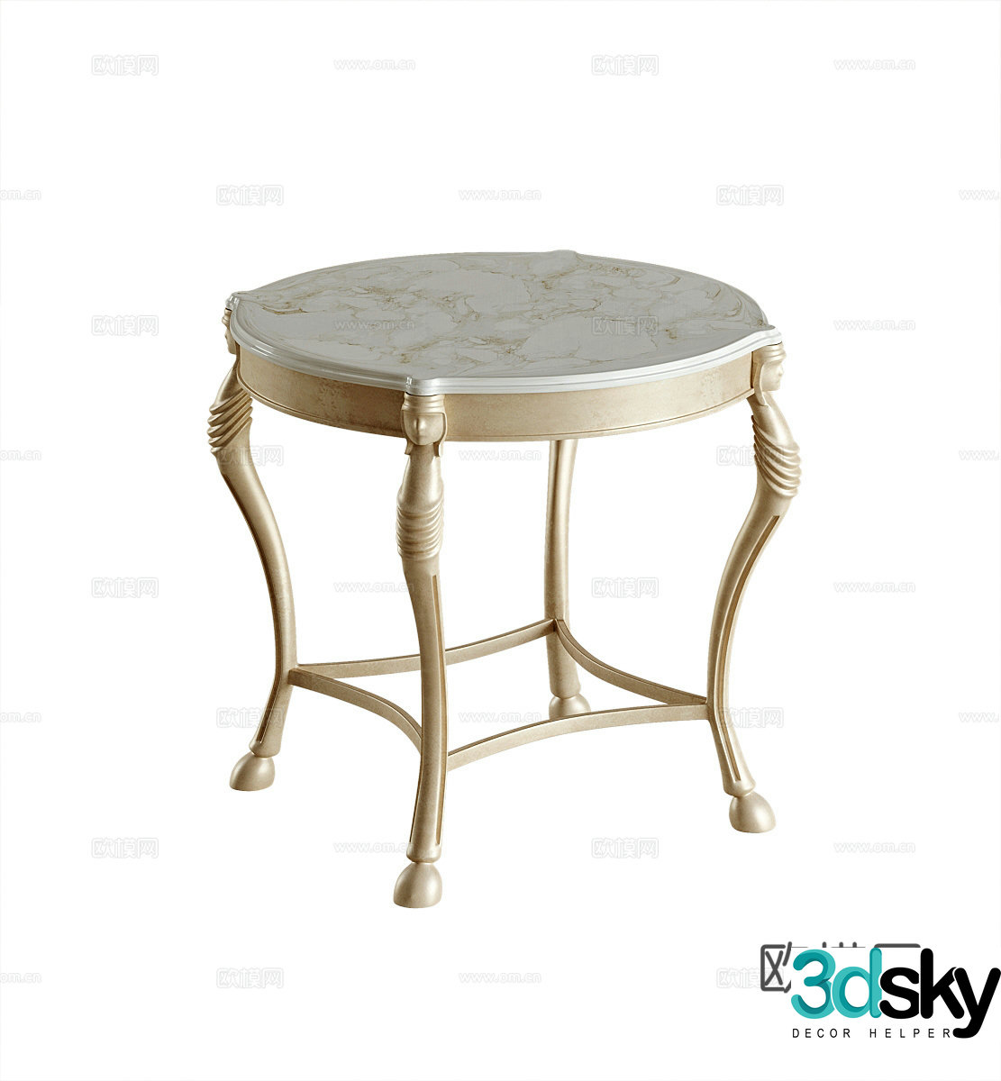French round table side table 3d model