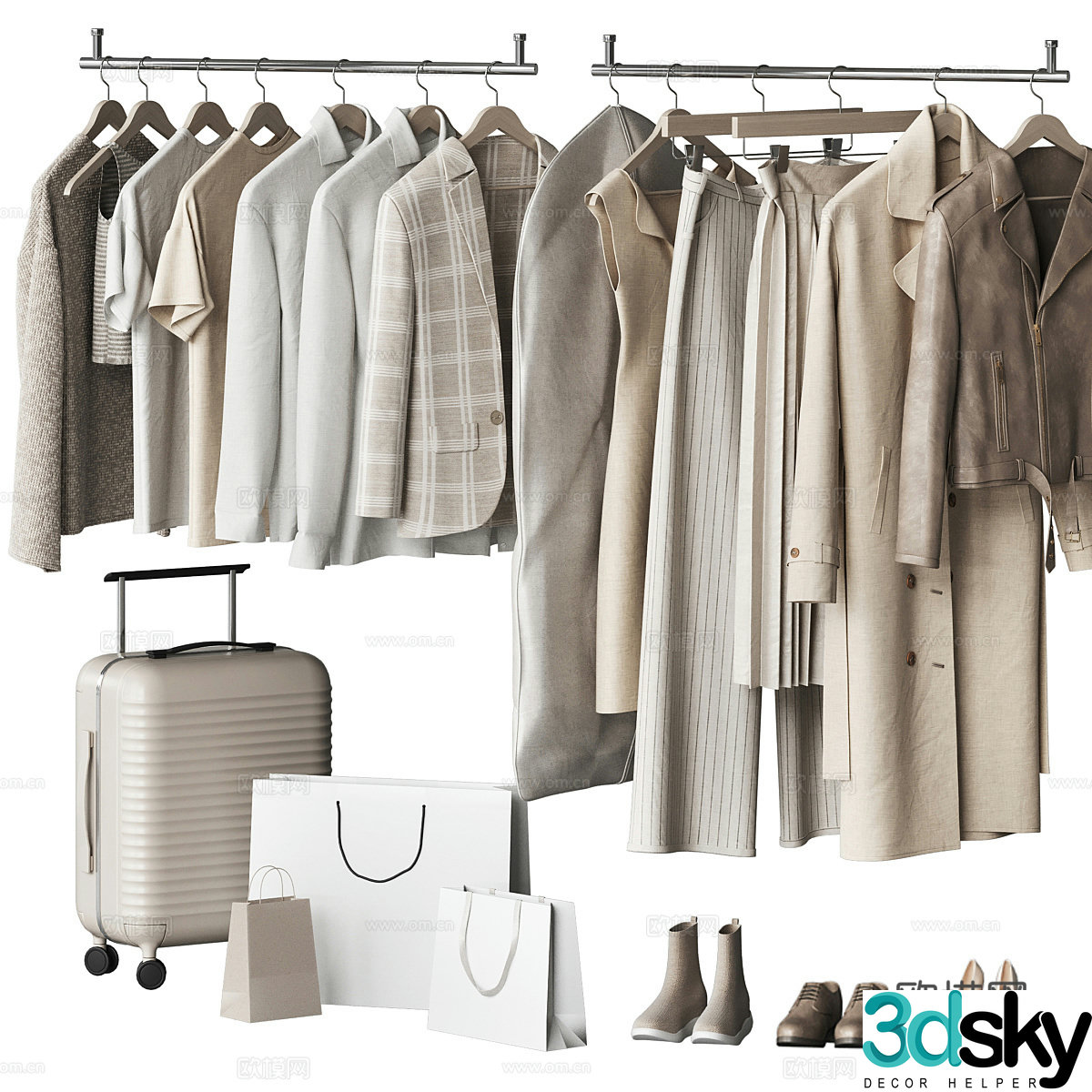 modern clothes clothing hanger 3d model