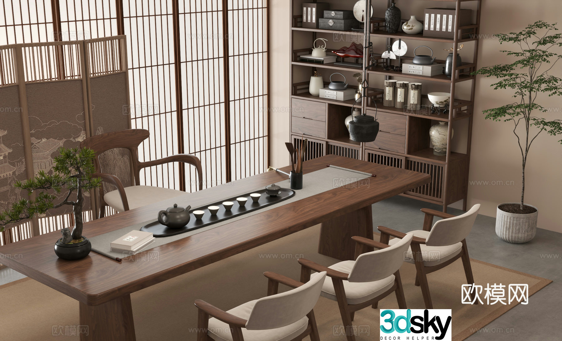 New Chinese tea table 3d model