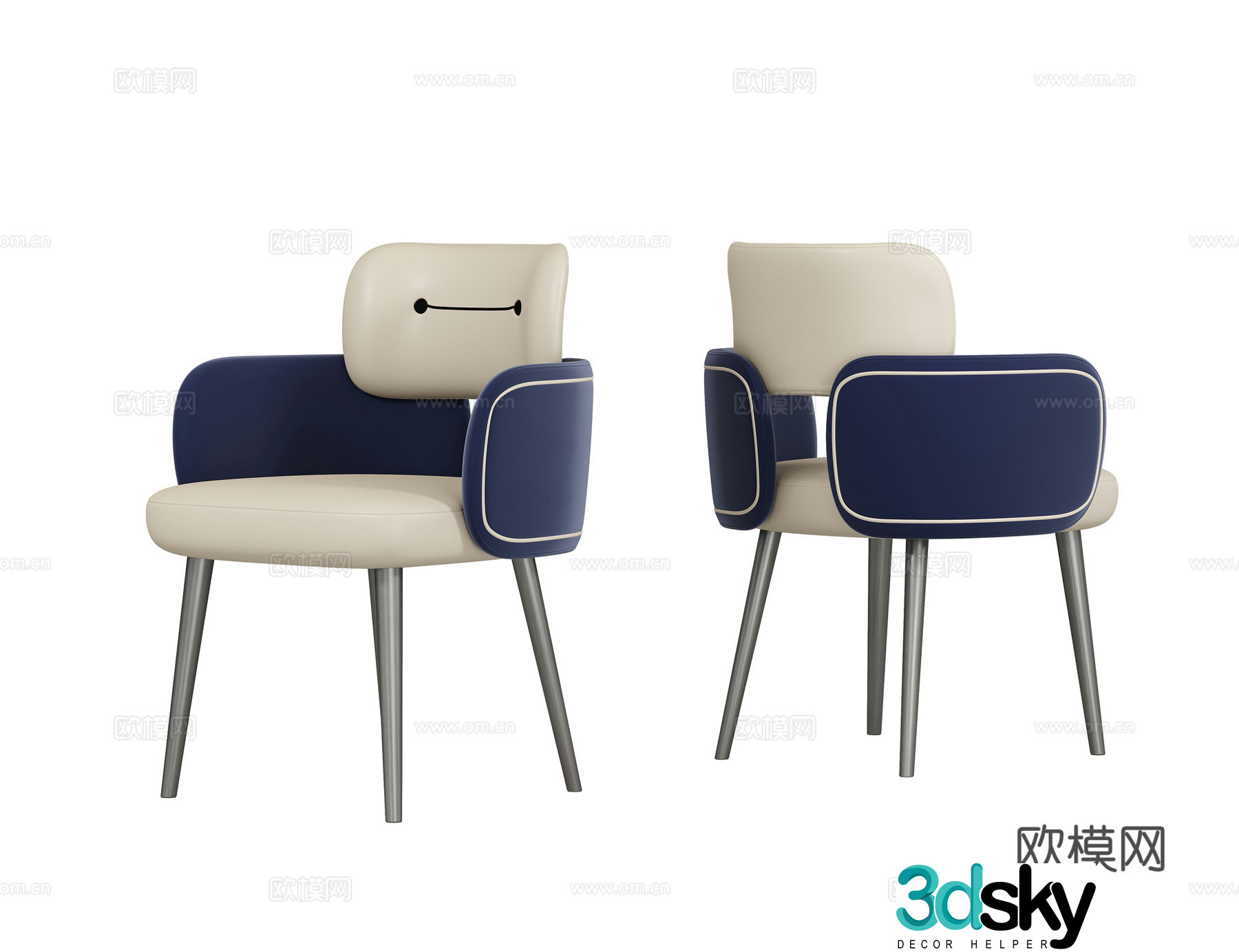 Modern single chair dining chair 3d model