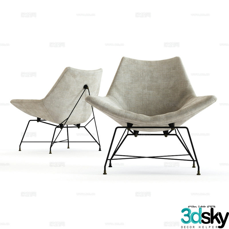 Modern chair leisure chair cloth chair 3d model