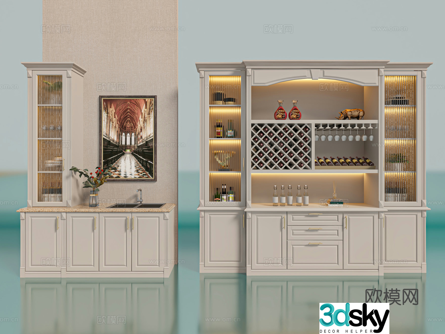 French wine cabinet sideboard 3d model