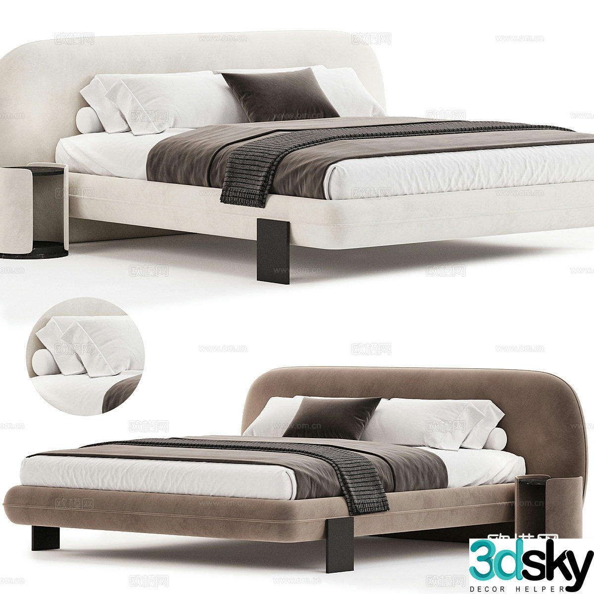 Modern double bed 3d model