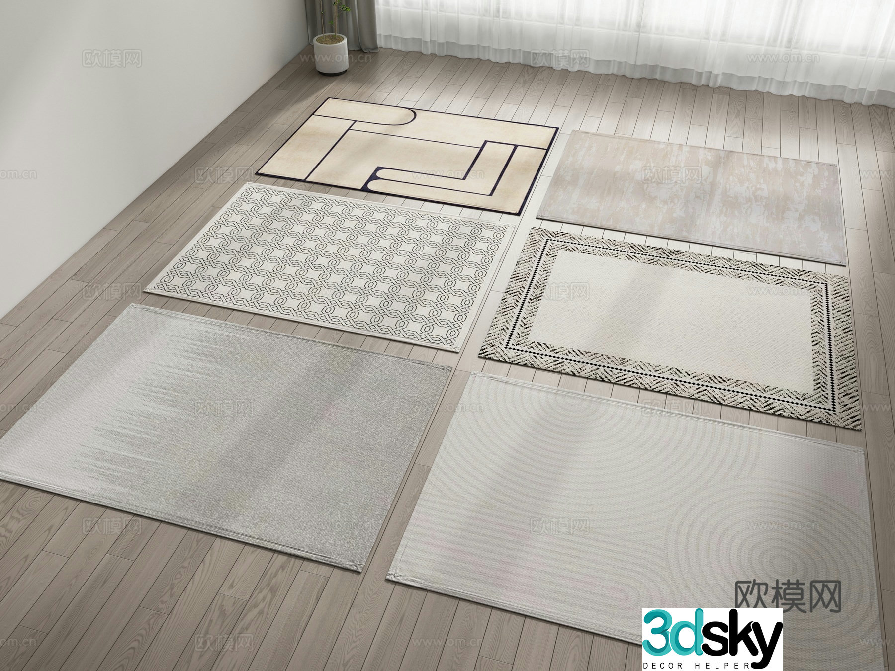 Carpet square rug 3d model