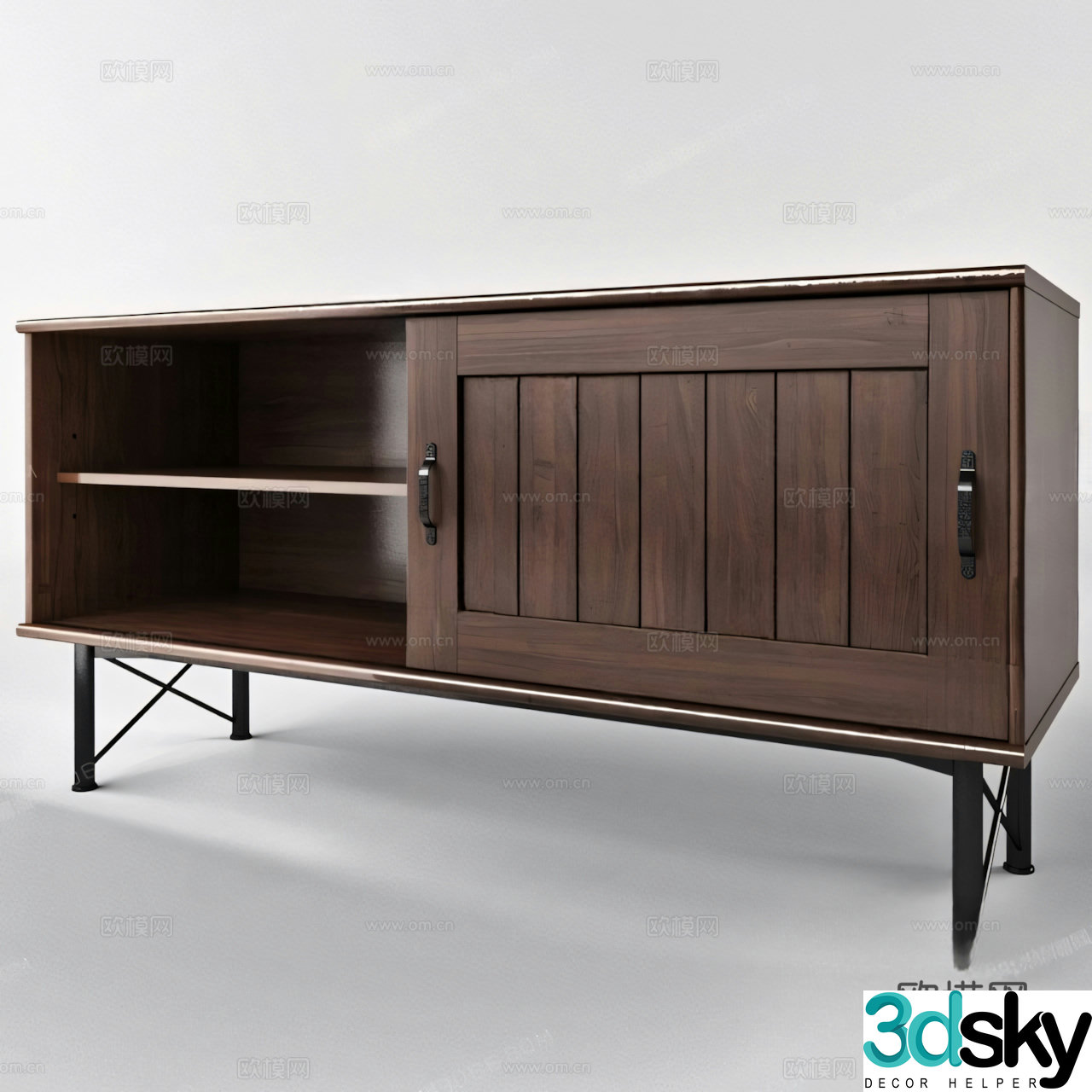 Log style TV cabinet 3D model