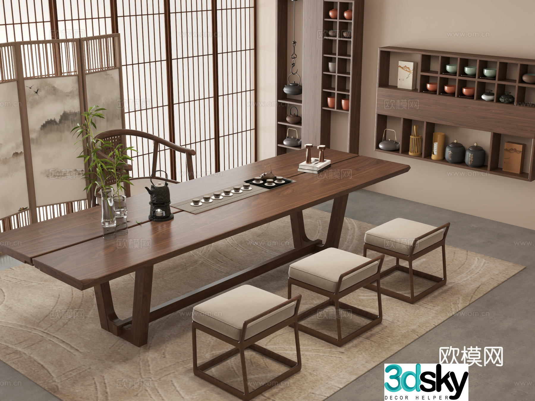 New Chinese tea table 3d model