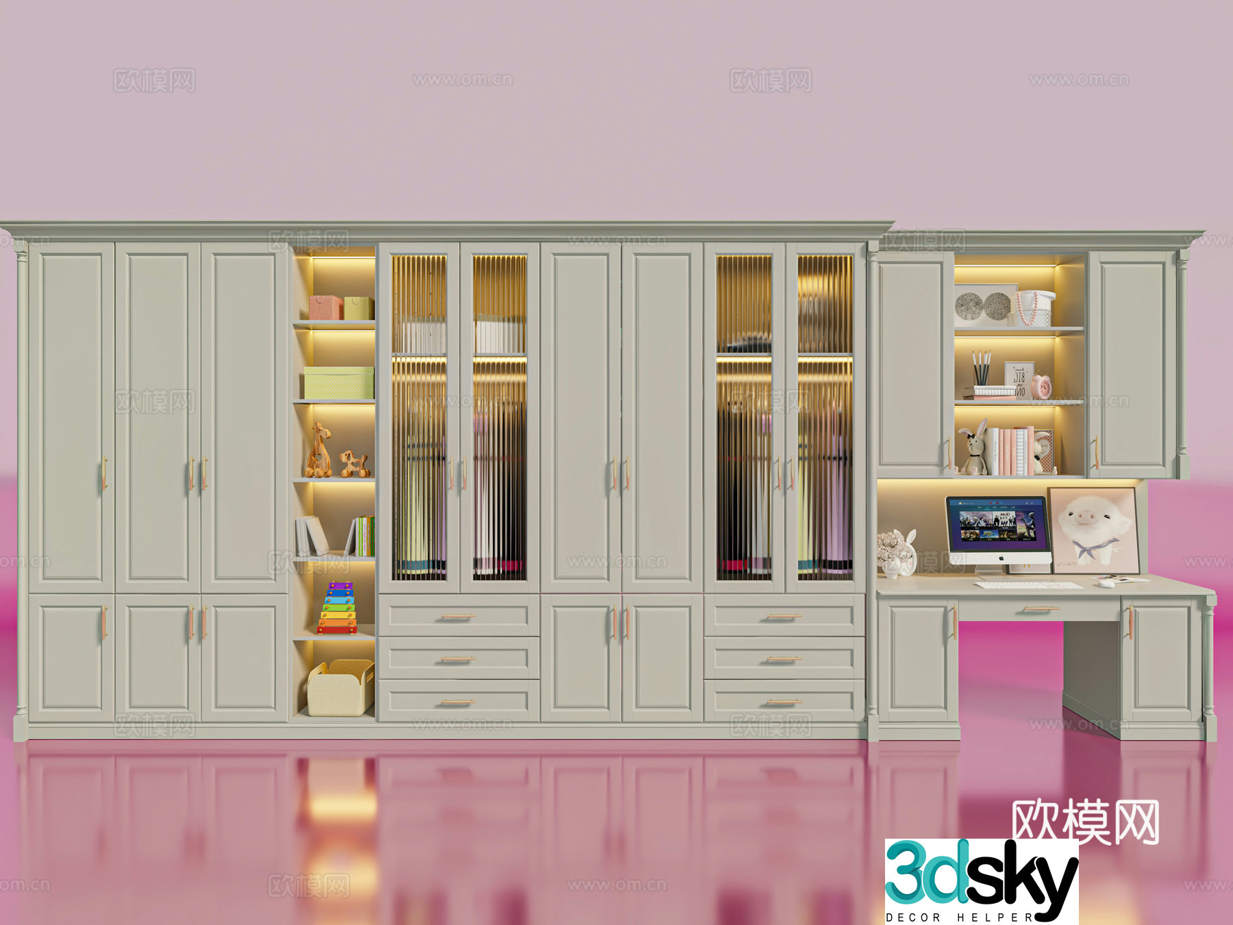 French bookcase 3d model