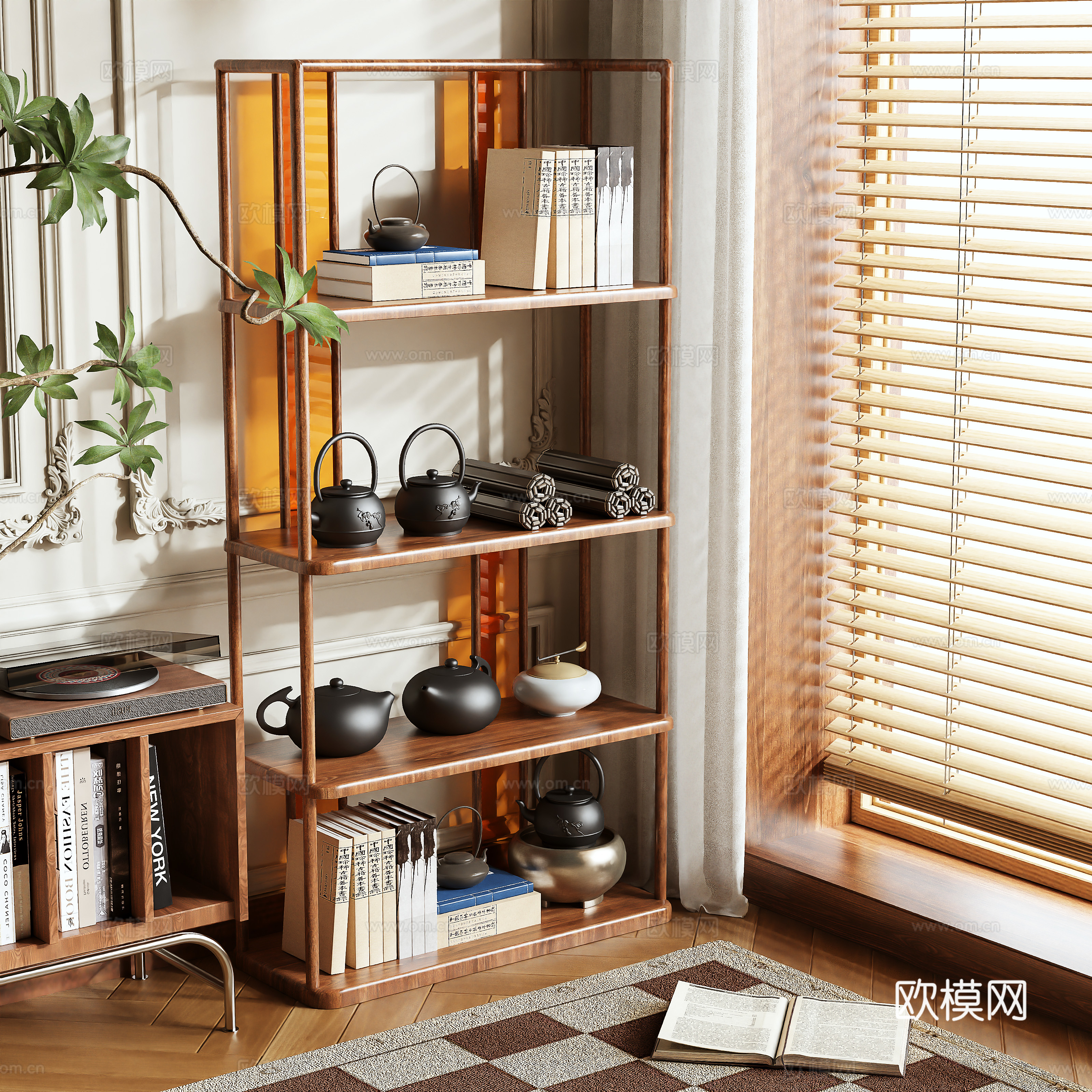 New Chinese style decorative rack storage rack 3d model