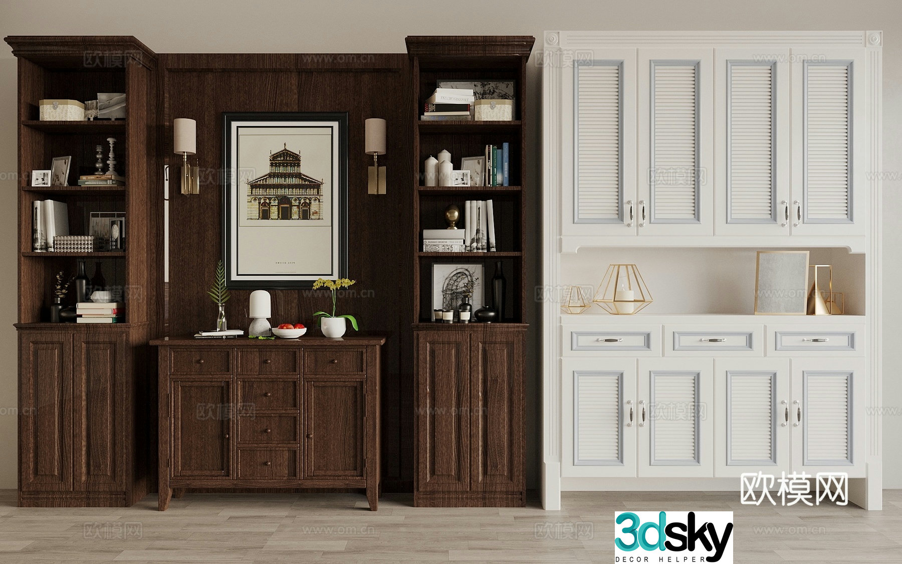 American entryway shoe cabinet 3D model
