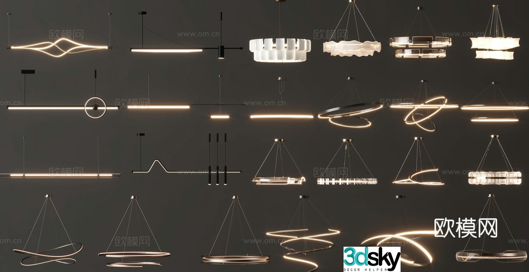 Light luxury chandelier hall chandelier 3d model
