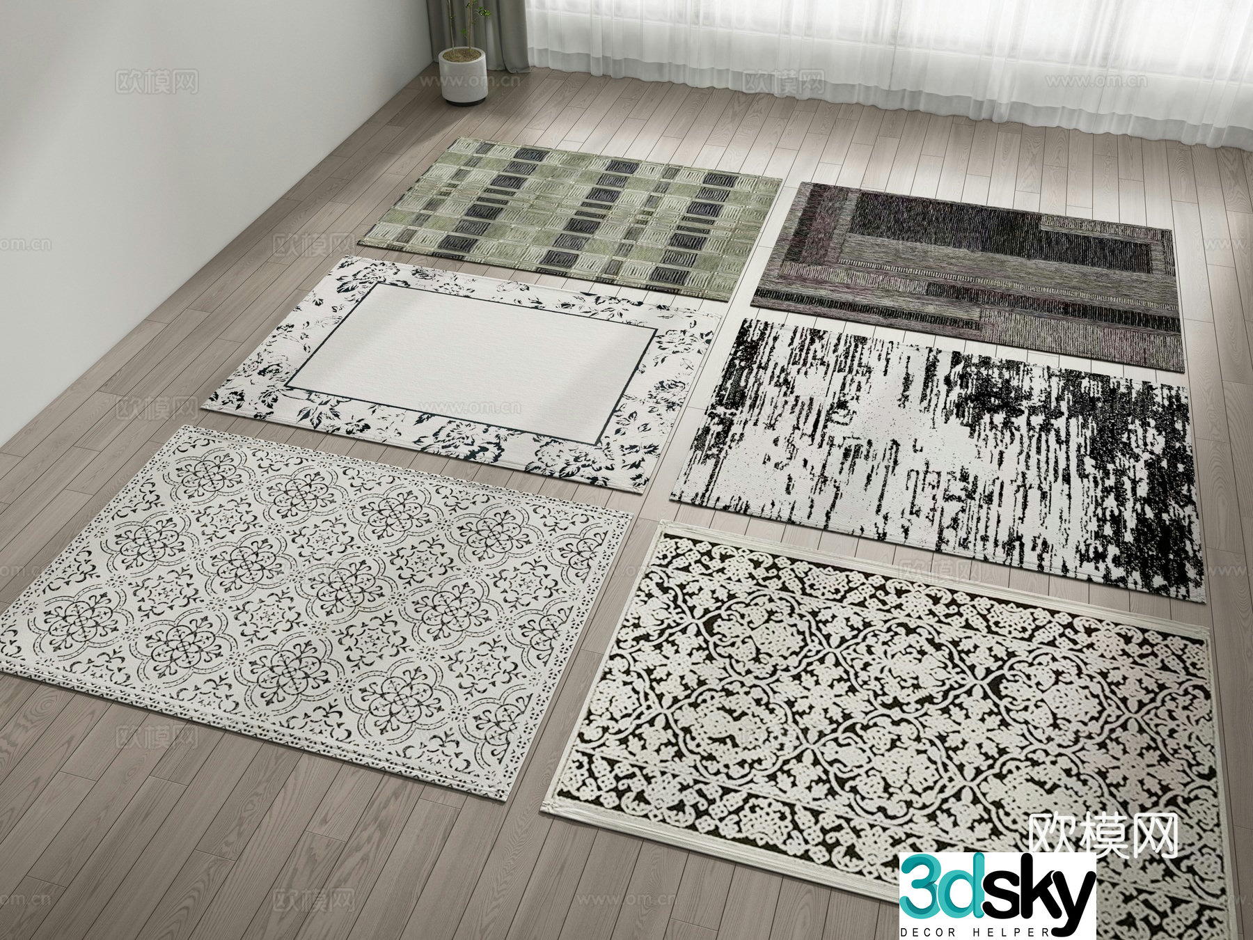 Carpet square rug 3d model