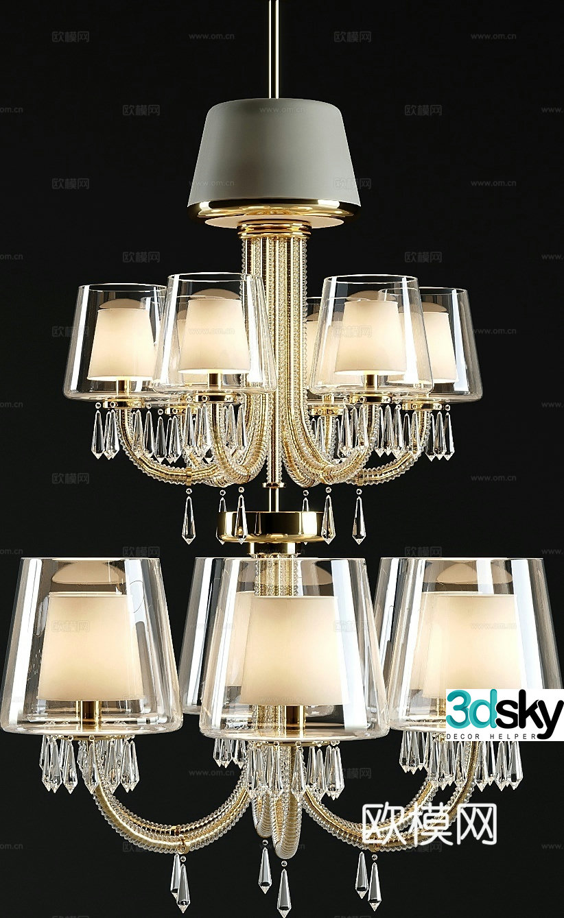 European crystal chandelier 3d model