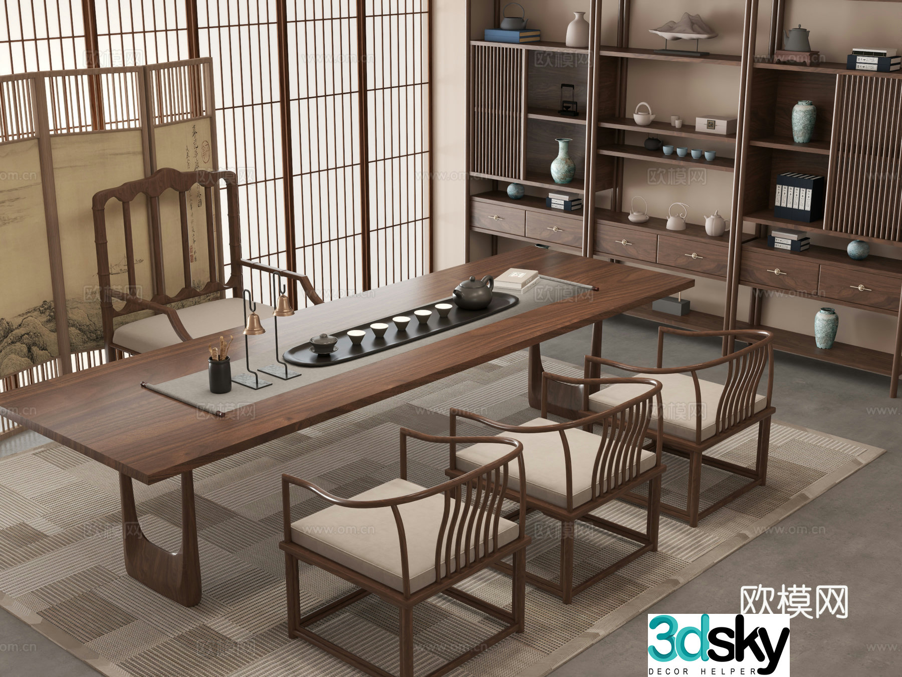 New Chinese tea table 3d model