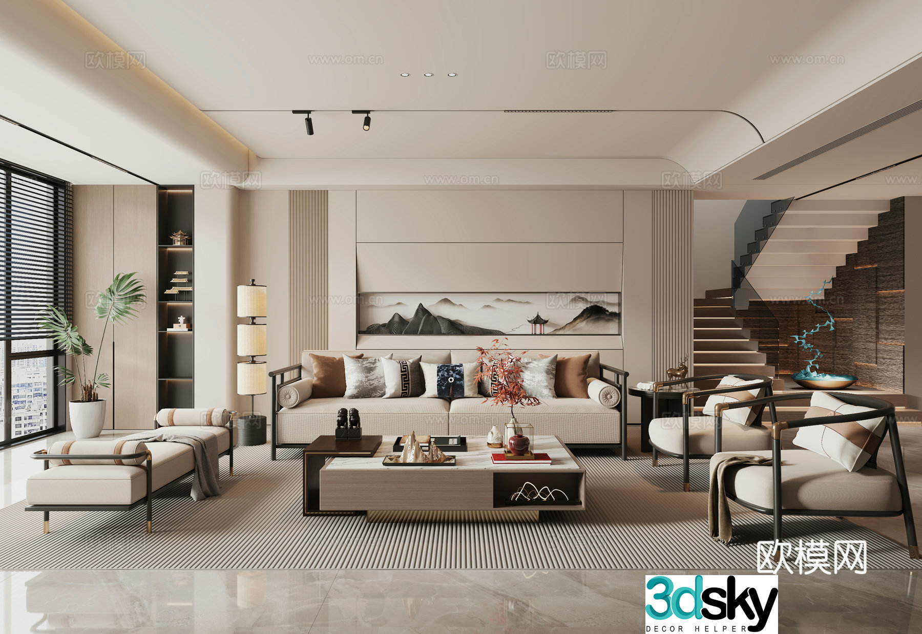 New Chinese style living room 3d model