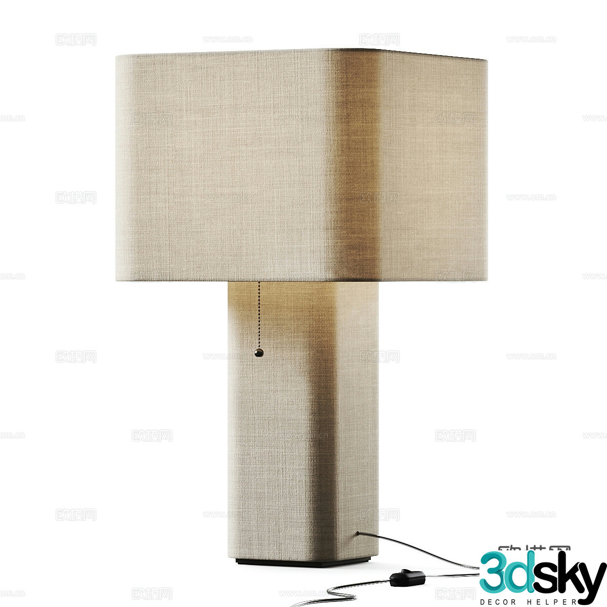 Modern fabric lampshade table lamp 3d model