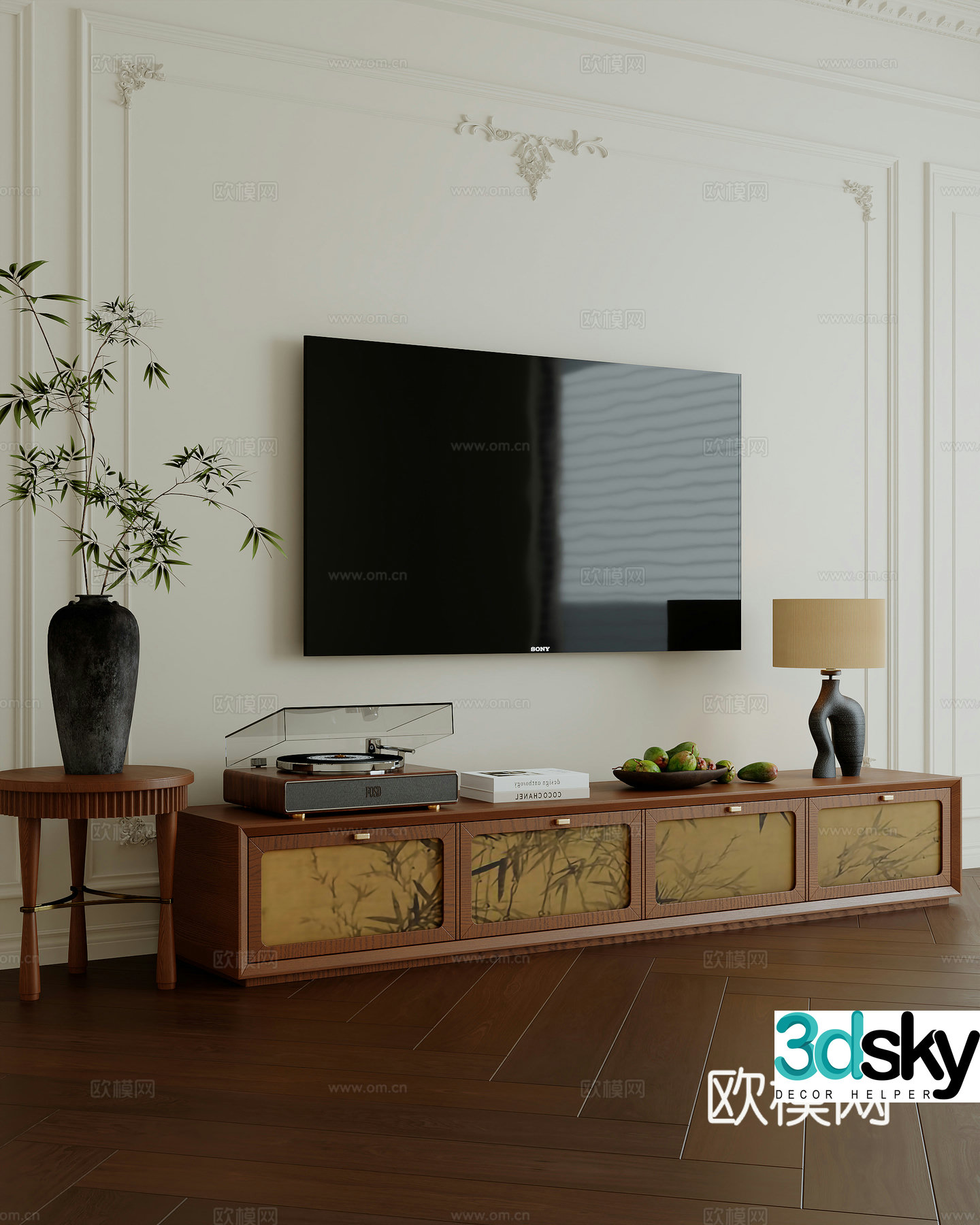 Medieval style TV cabinet 3D model