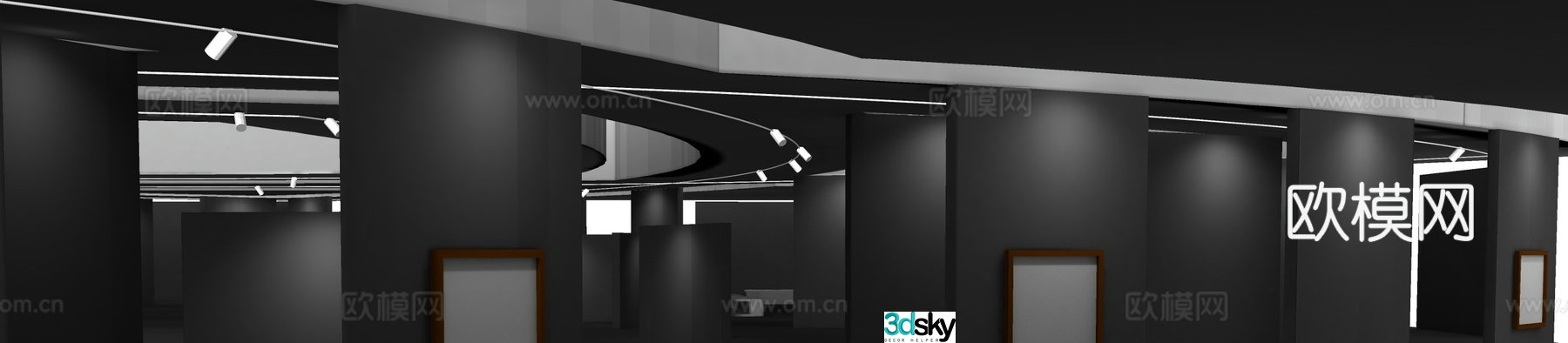 Industrial style gallery art exhibition hall 3D model