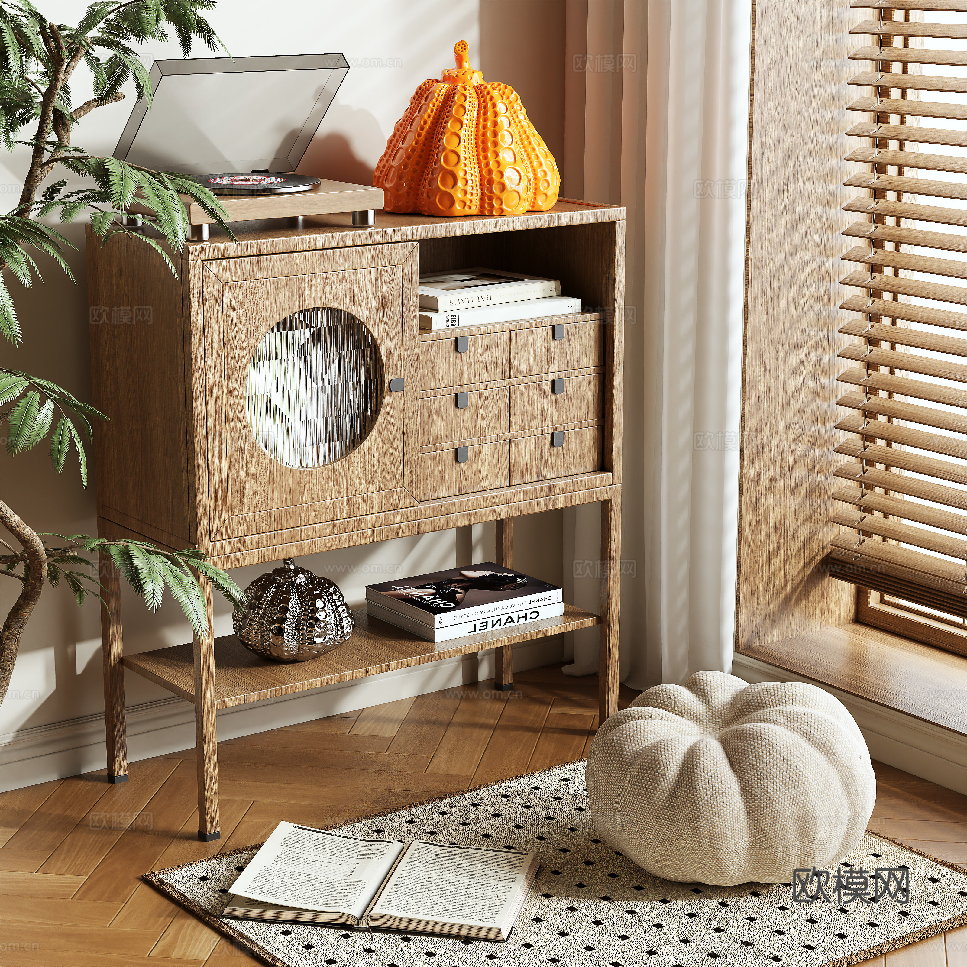 Wabi-sabi entrance cabinet 3d model