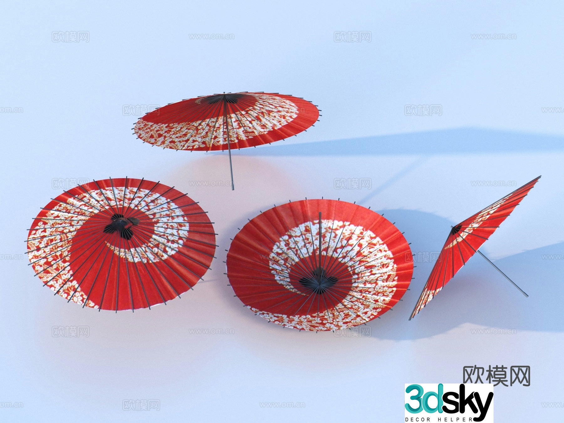 Oil paper umbrella umbrella paper umbrella flower umbrella 3d model