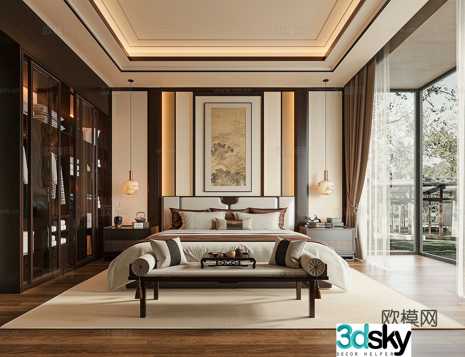 New Chinese style bedroom master bedroom 3d model